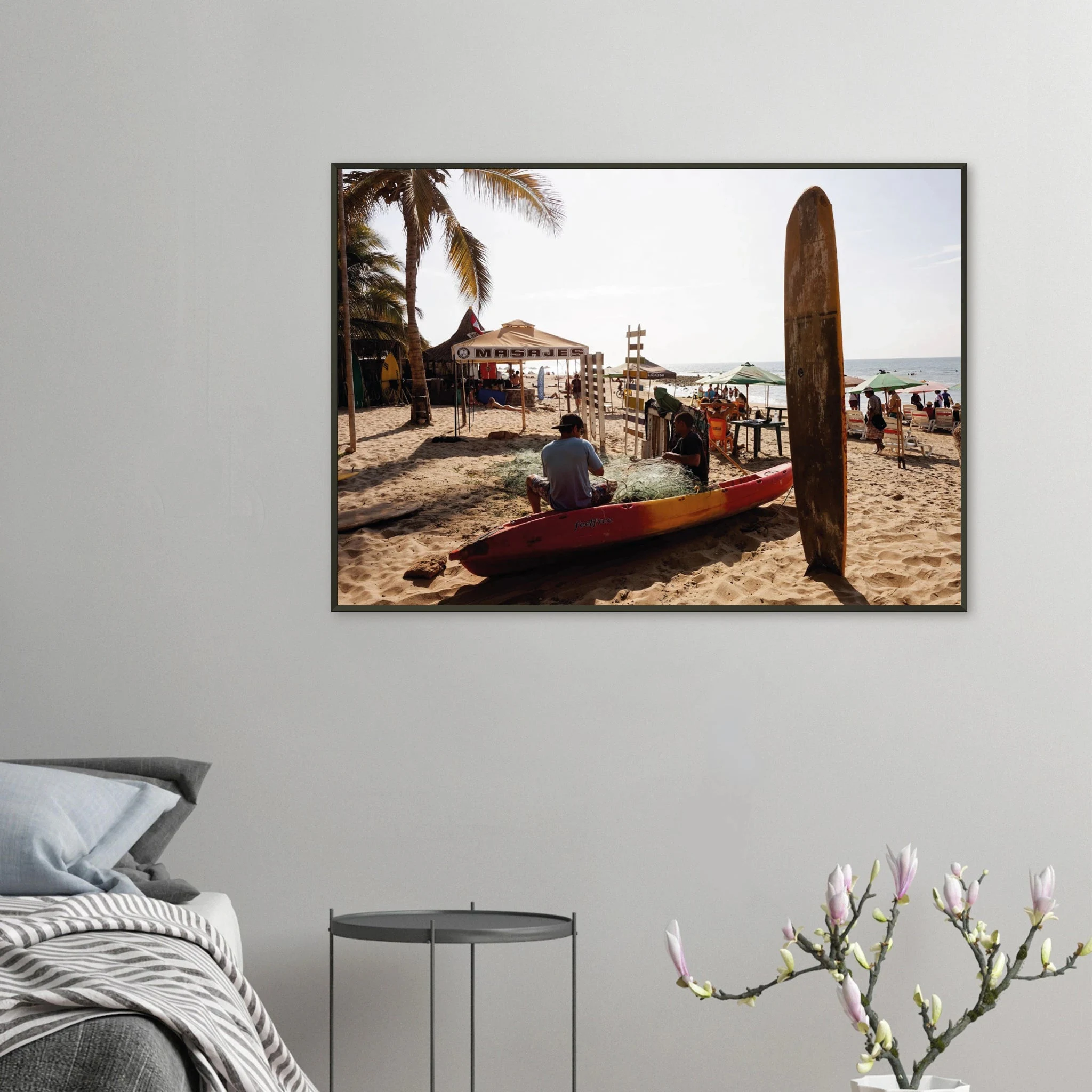 Mancora, Peru – Pazifik-Pointbreak im Norden Perus mit langen linken Wellen und warmem Wasser. Poster im Metallrahmen.