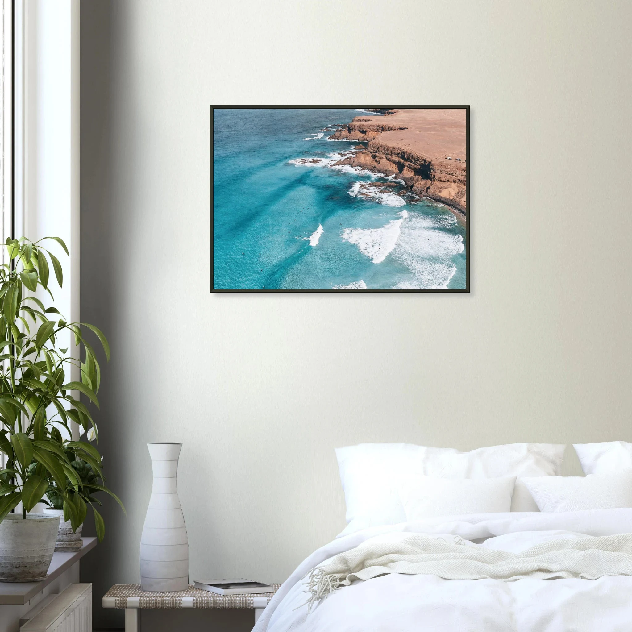 Fuerteventura, Spanien – Kanareninsel mit Vulkangestein-Reefbreaks im Norden und ganzjährig konstantem Atlantik-Swell. Poster im Metallrahmen.
