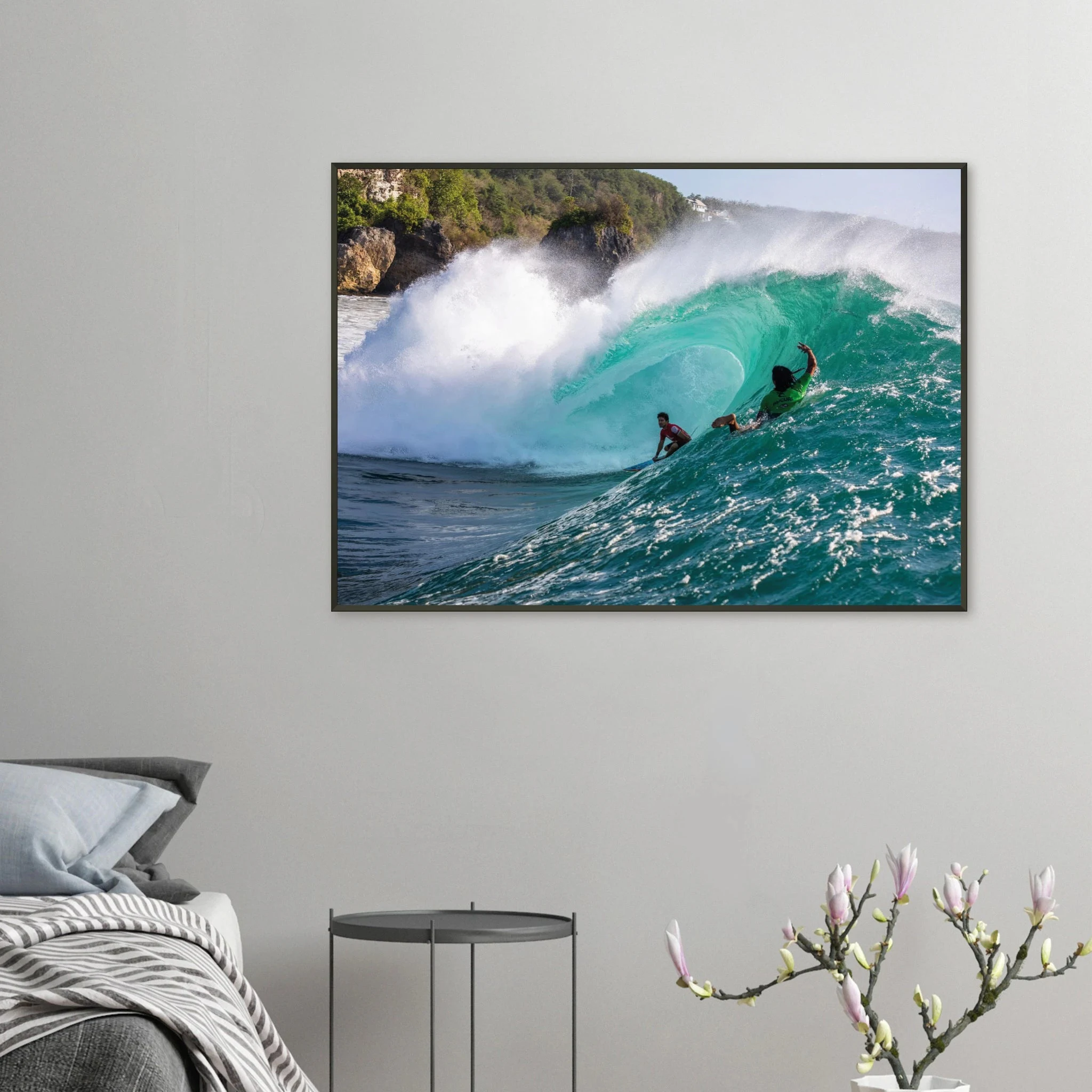 Padang Padang, Bali (Indonesien) – Linker Reefbreak auf der Bukit-Halbinsel, bekannt als balinesisches Pipeline-Pendant. Poster im Metallrahmen.