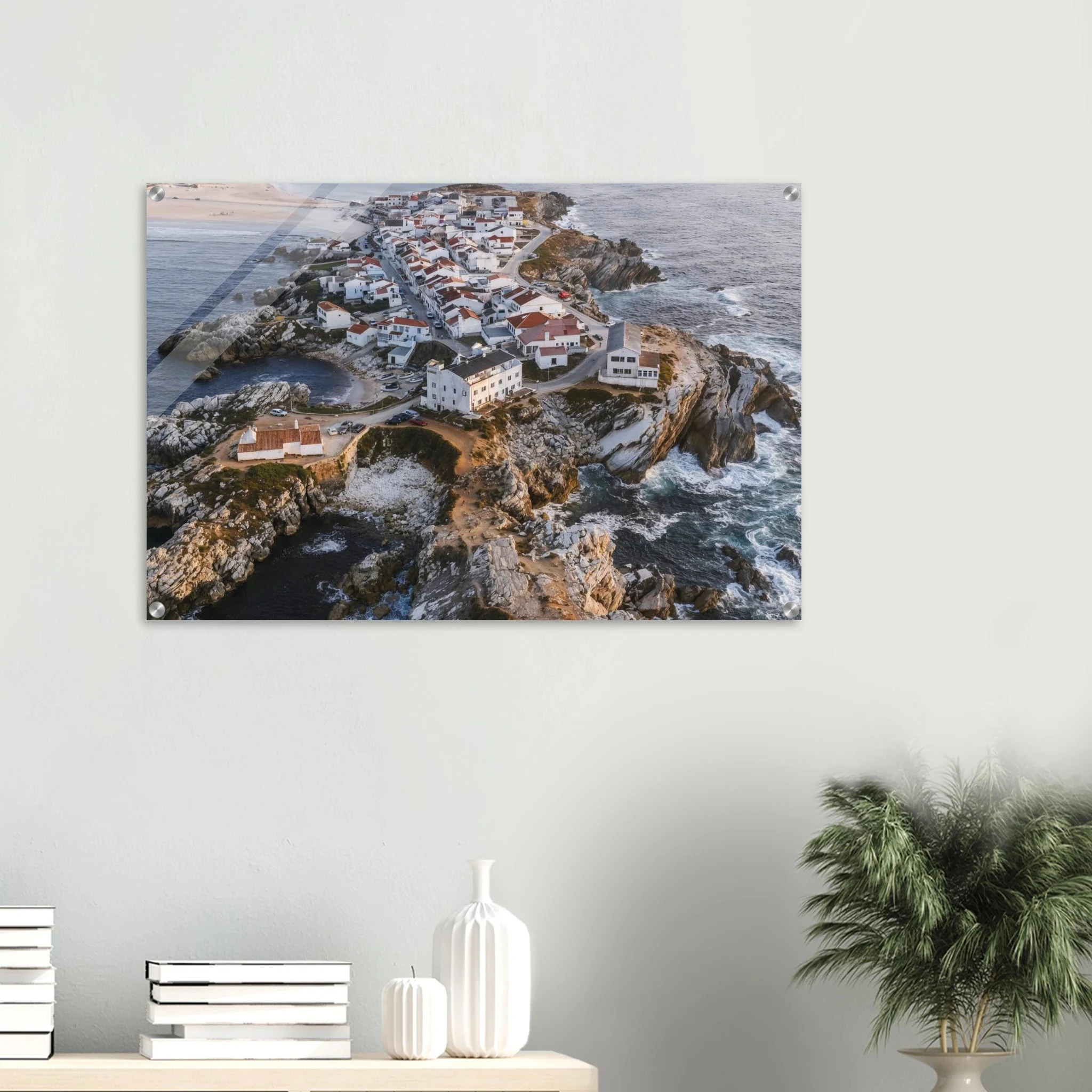 Peniche, Portugal – Halbinsel mit Supertubos-Beachbreak, Austragungsort der WSL Meo Rip Curl Pro Portugal. Kunstdruck auf Acrylglas.