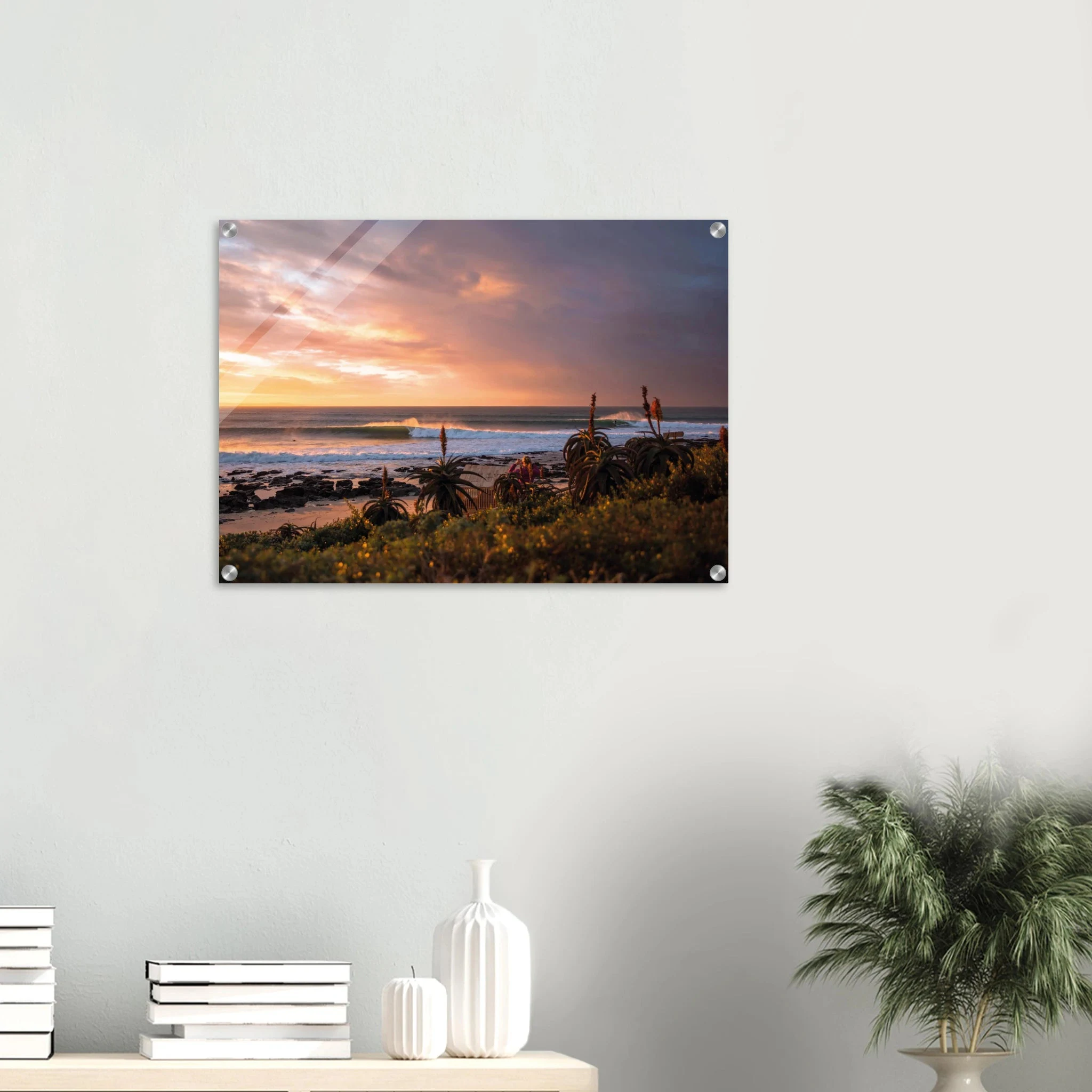 Jeffreys Bay, Südafrika – Supertubes-Pointbreak am Indischen Ozean, Austragungsort der WSL Corona Open J-Bay. Kunstdruck auf Acrylglas.