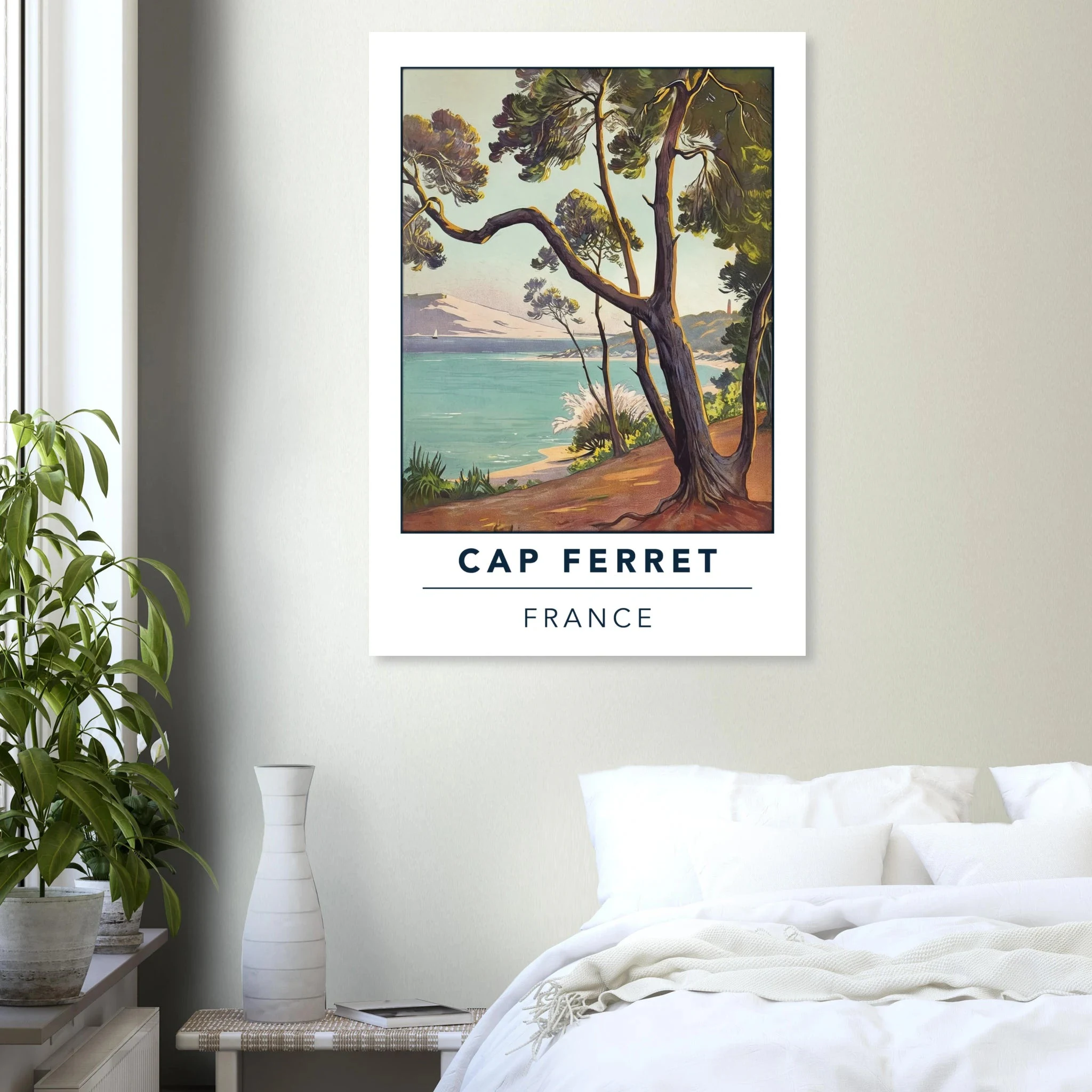 Cap Ferret, Frankreich – Atlantik-Halbinsel südwestlich von Bordeaux mit langen Beachbreaks und Dünenlandschaft. Kunstdruck auf Alu-Dibond.