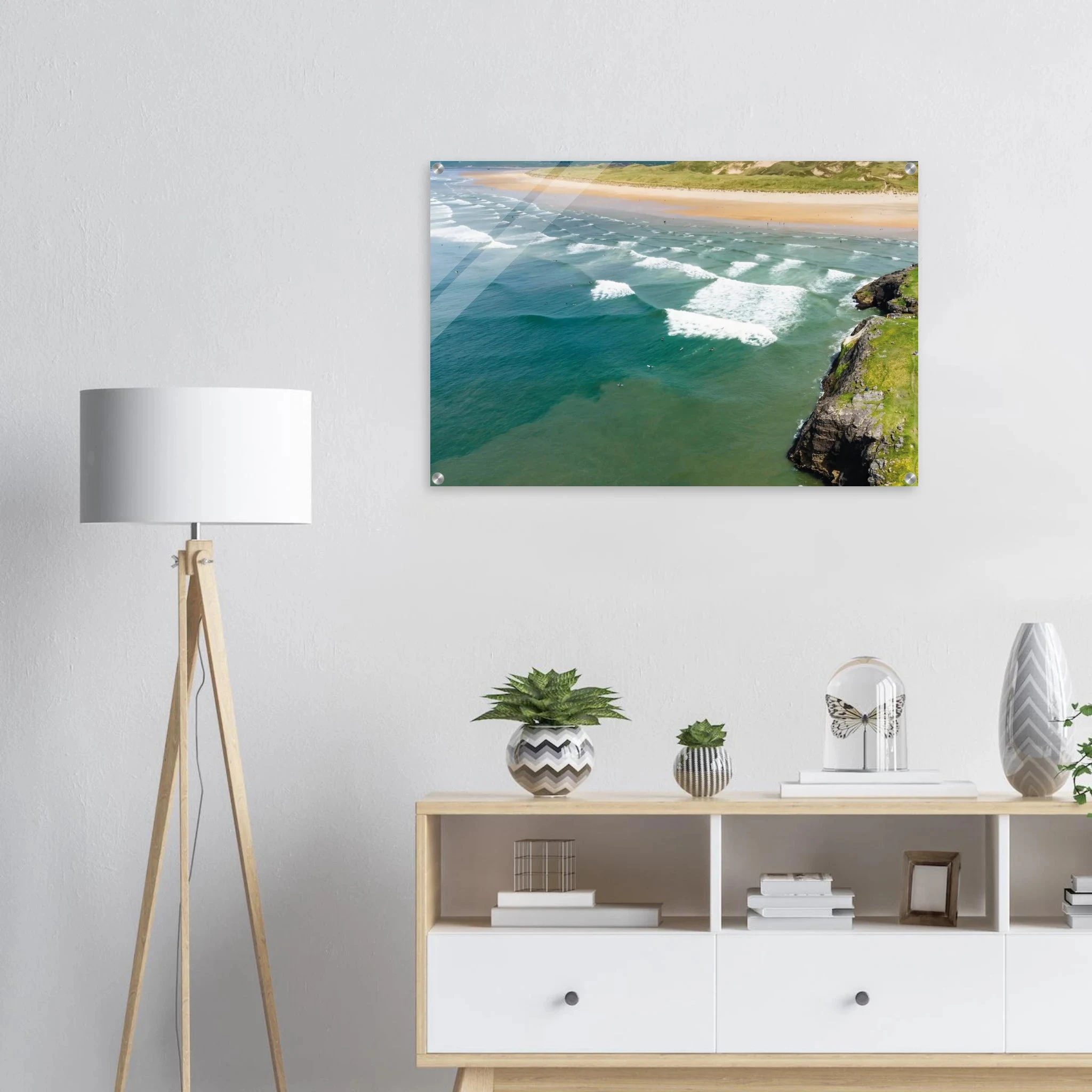 Bundoran, Irland – Atlantik-Surfspot in der Grafschaft Donegal mit Reefbreak The Peak und kaltem Wasser. Kunstdruck auf Acrylglas.