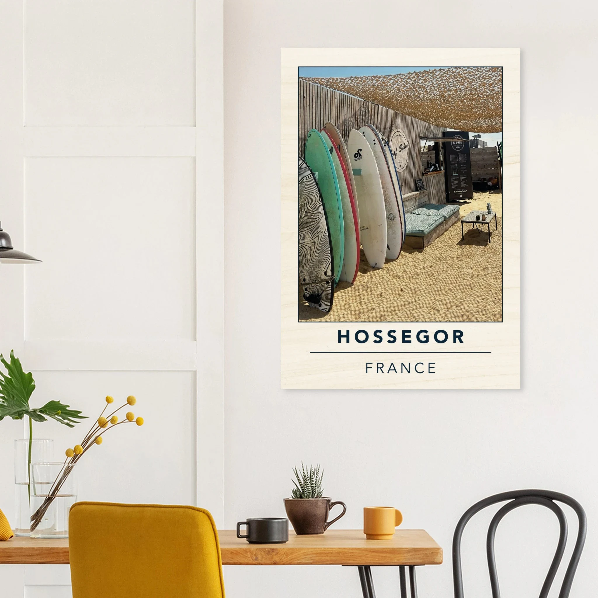Hossegor, Frankreich – Beachbreak-Hotspot in den Landes, Austragungsort der WSL-Quiksilver-Pro-Wettkämpfe. Kunstdruck auf Holz.