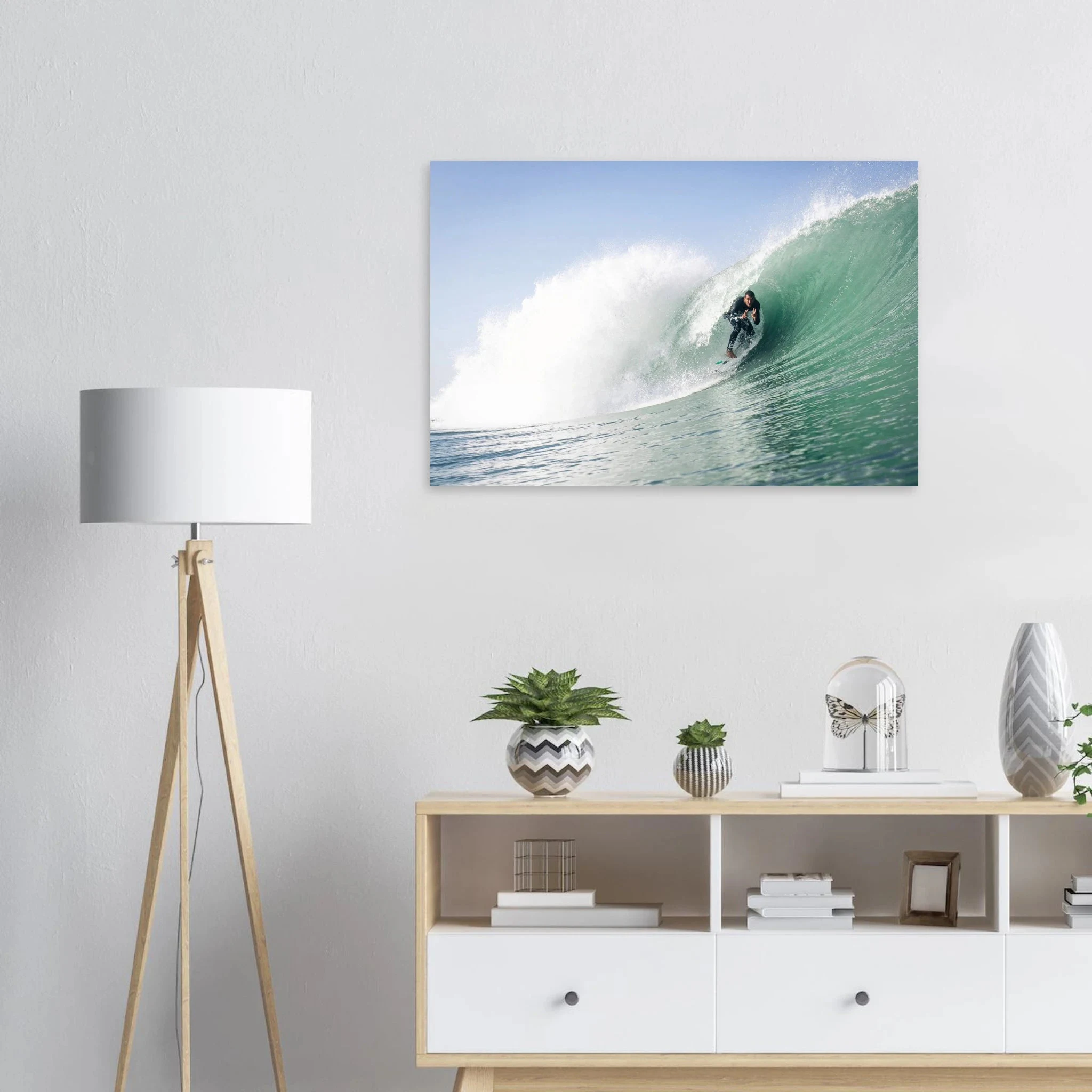Seignosse, Frankreich – Dünenstrand in den Landes mit hohlen Beachbreaks und ausgeprägter Herbstsaison. Kunstdruck auf Alu-Dibond.