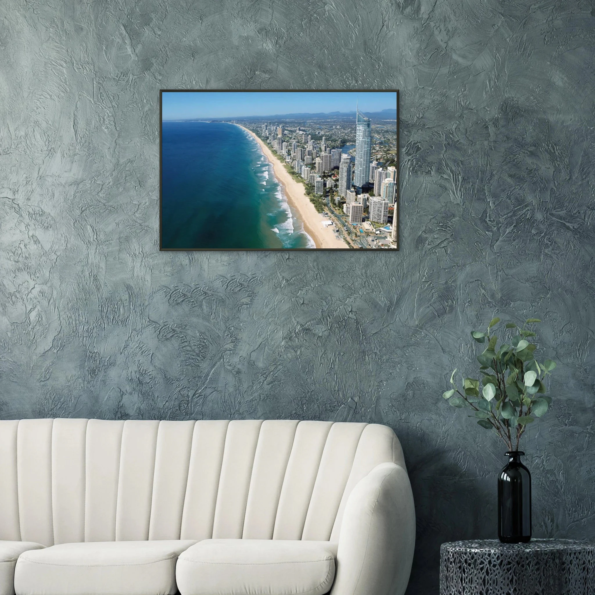 Gold Coast, Australien – Queensland-Küste mit Superbank Pointbreaks wie Snapper Rocks und Kirra. Poster im Metallrahmen.