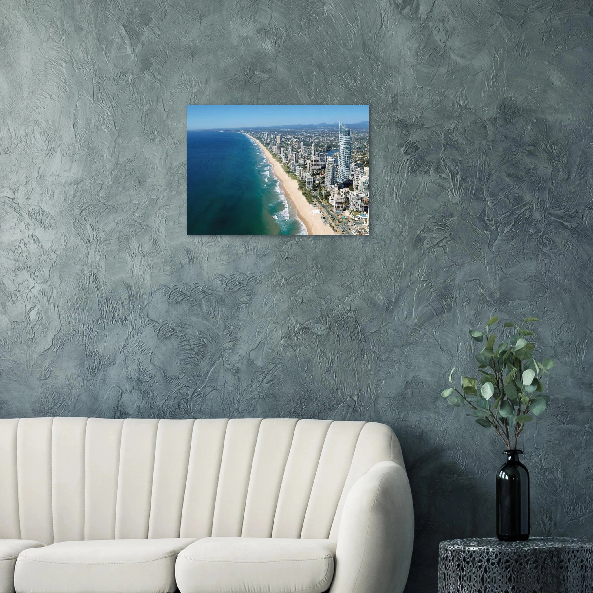 Gold Coast, Australien – Queensland-Küste mit Superbank Pointbreaks wie Snapper Rocks und Kirra. Kunstdruck auf Alu-Dibond.