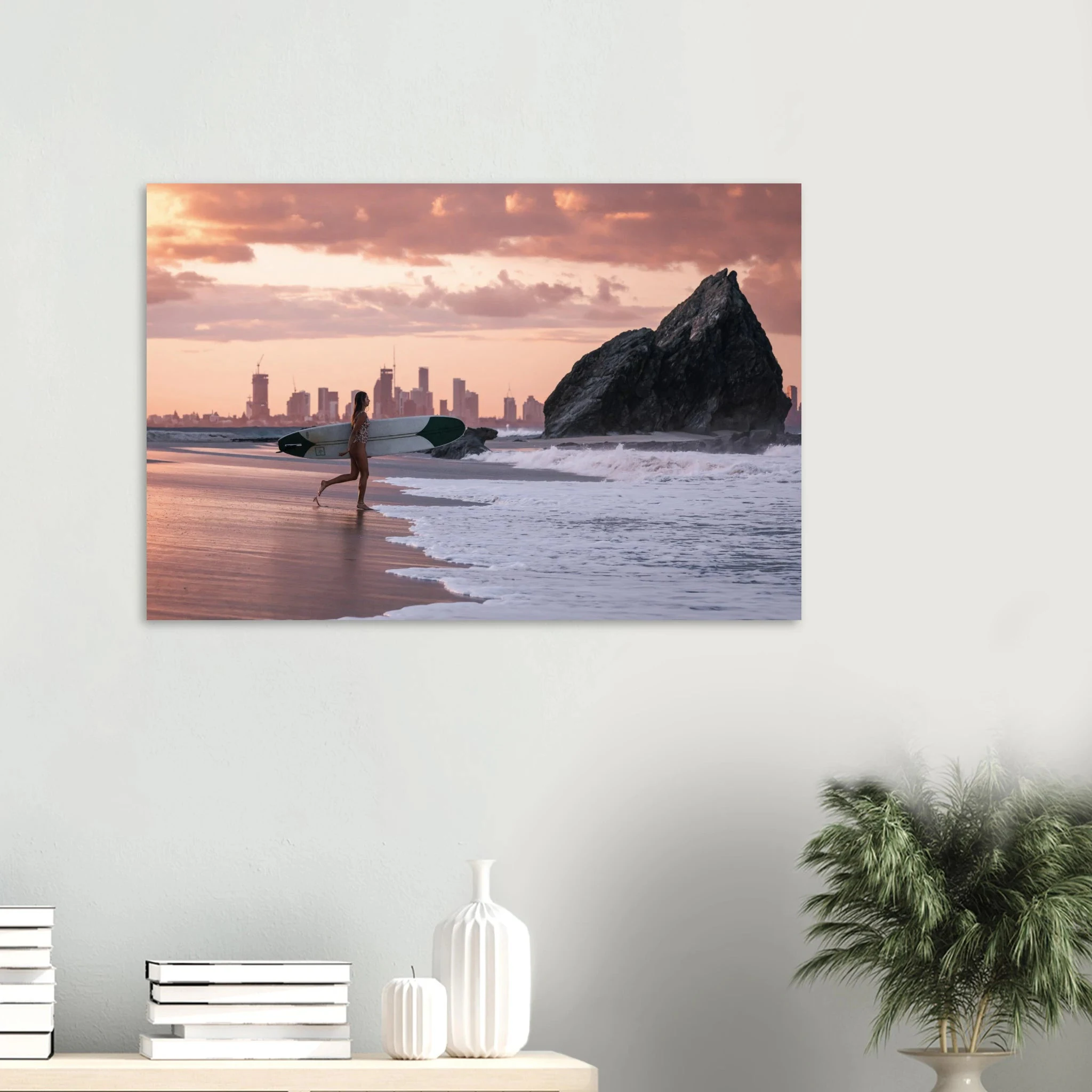 Gold Coast, Australien – Queensland-Küste mit Superbank Pointbreaks wie Snapper Rocks und Kirra. Kunstdruck auf Alu-Dibond.
