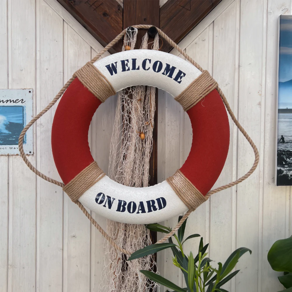 Rettungsring „Welcome on Board“ – 50 cm maritime Wanddeko