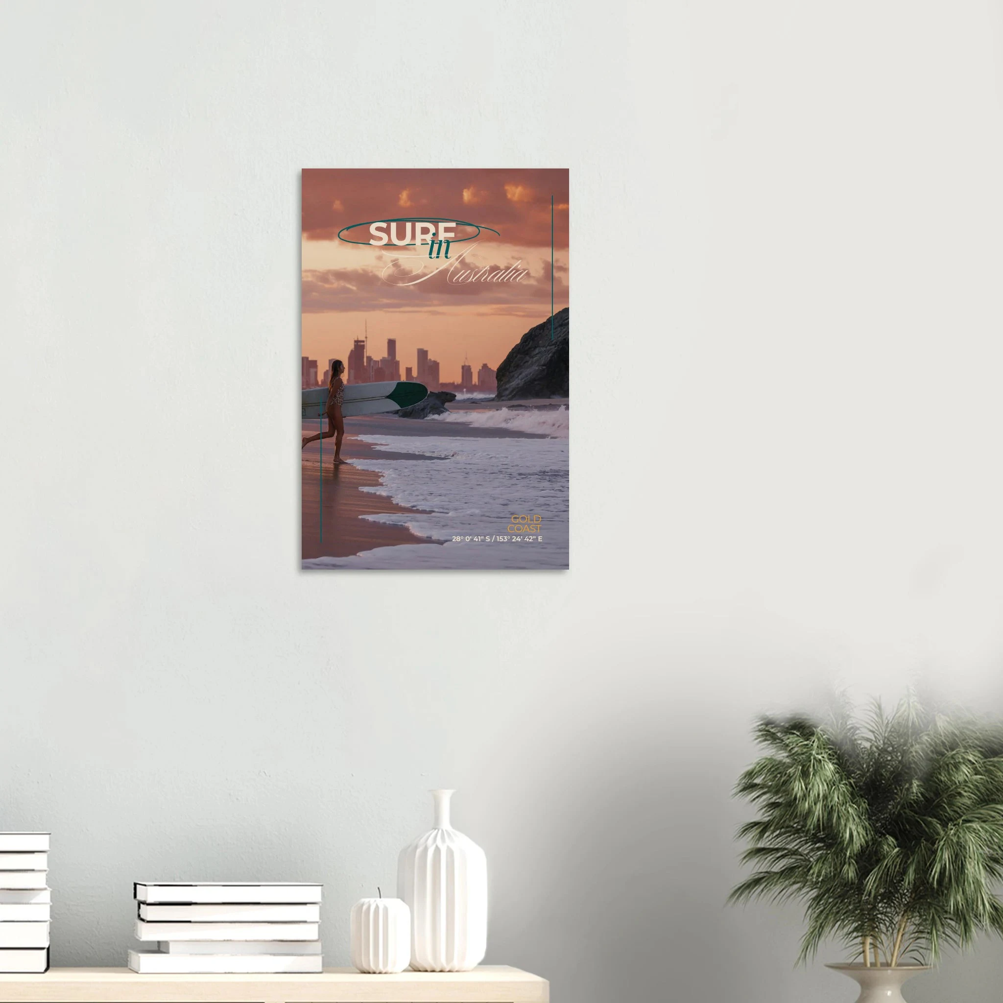 Gold Coast, Australien – Queensland-Küste mit Superbank Pointbreaks wie Snapper Rocks und Kirra. Kunstdruck auf Alu-Dibond.