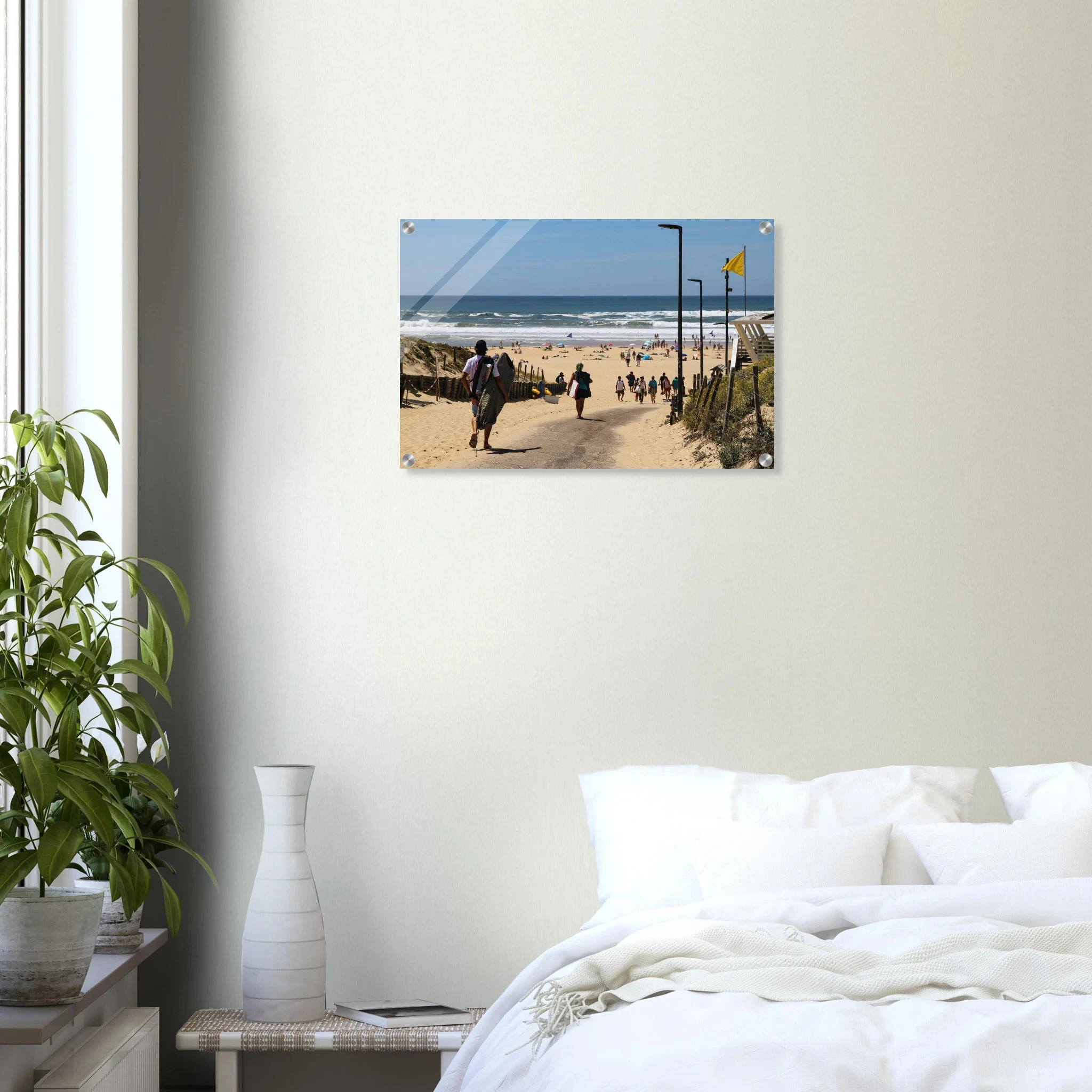 Moliets-et-Maa, Frankreich – Ruhiger Pinienwald-Strand in den Landes mit beständigem Atlantik-Swell für alle Levels. Kunstdruck auf Acrylglas.