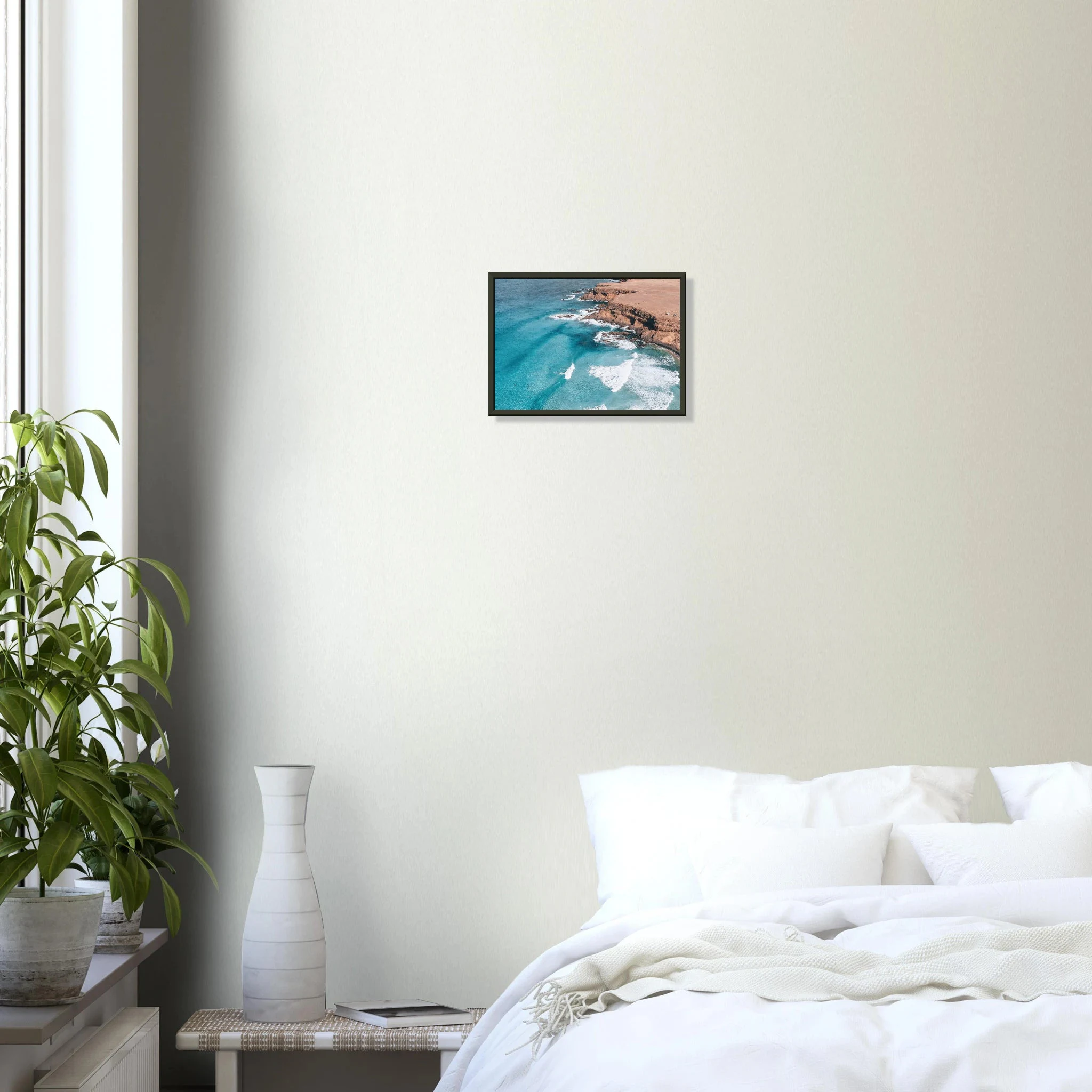 Fuerteventura, Spanien – Kanareninsel mit Vulkangestein-Reefbreaks im Norden und ganzjährig konstantem Atlantik-Swell. Poster im Metallrahmen.