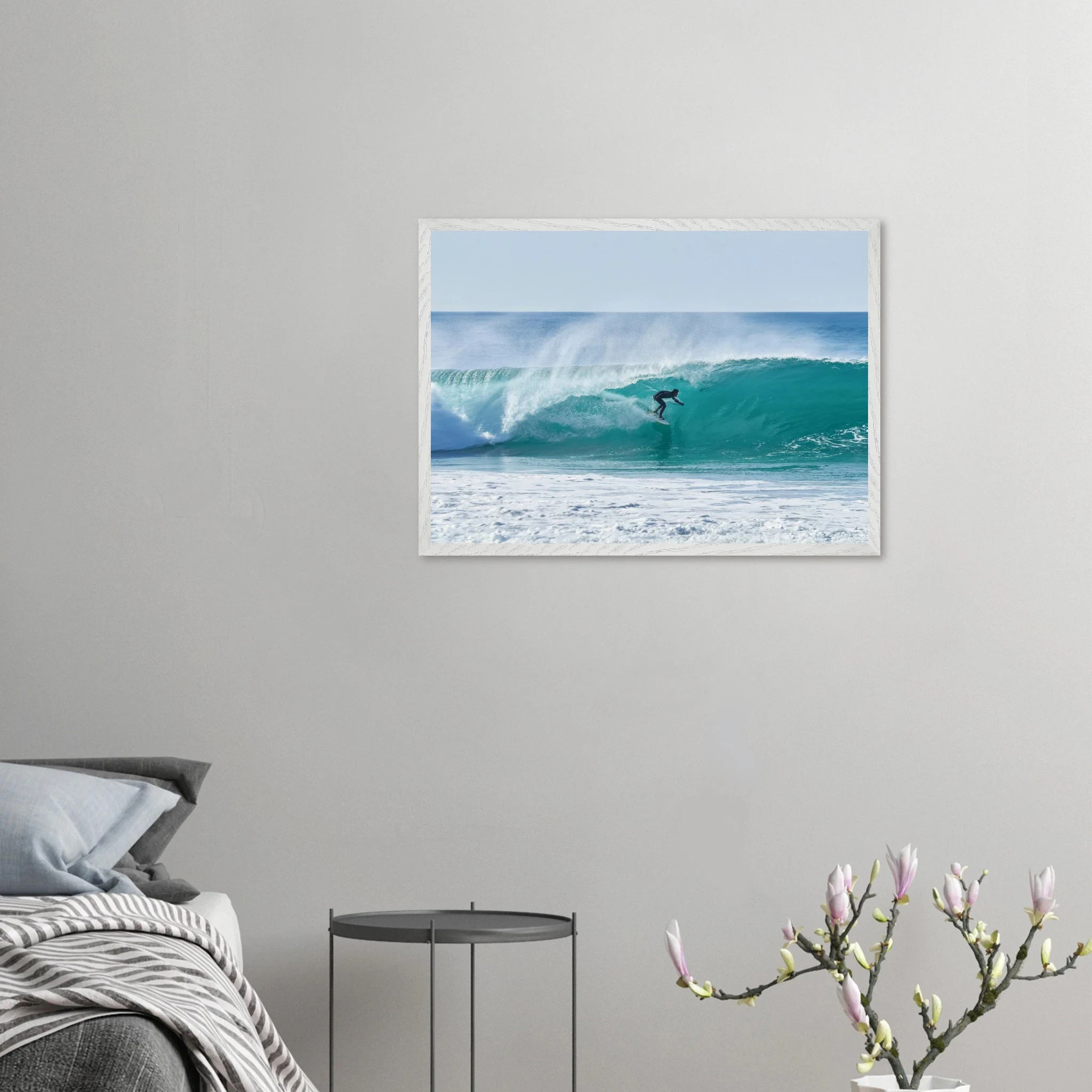 Siargao, Philippinen – Tropische Insel mit rechtem Reefbreak Cloud 9, Austragungsort der Siargao Cup. Poster im Galerie-Holzrahmen.