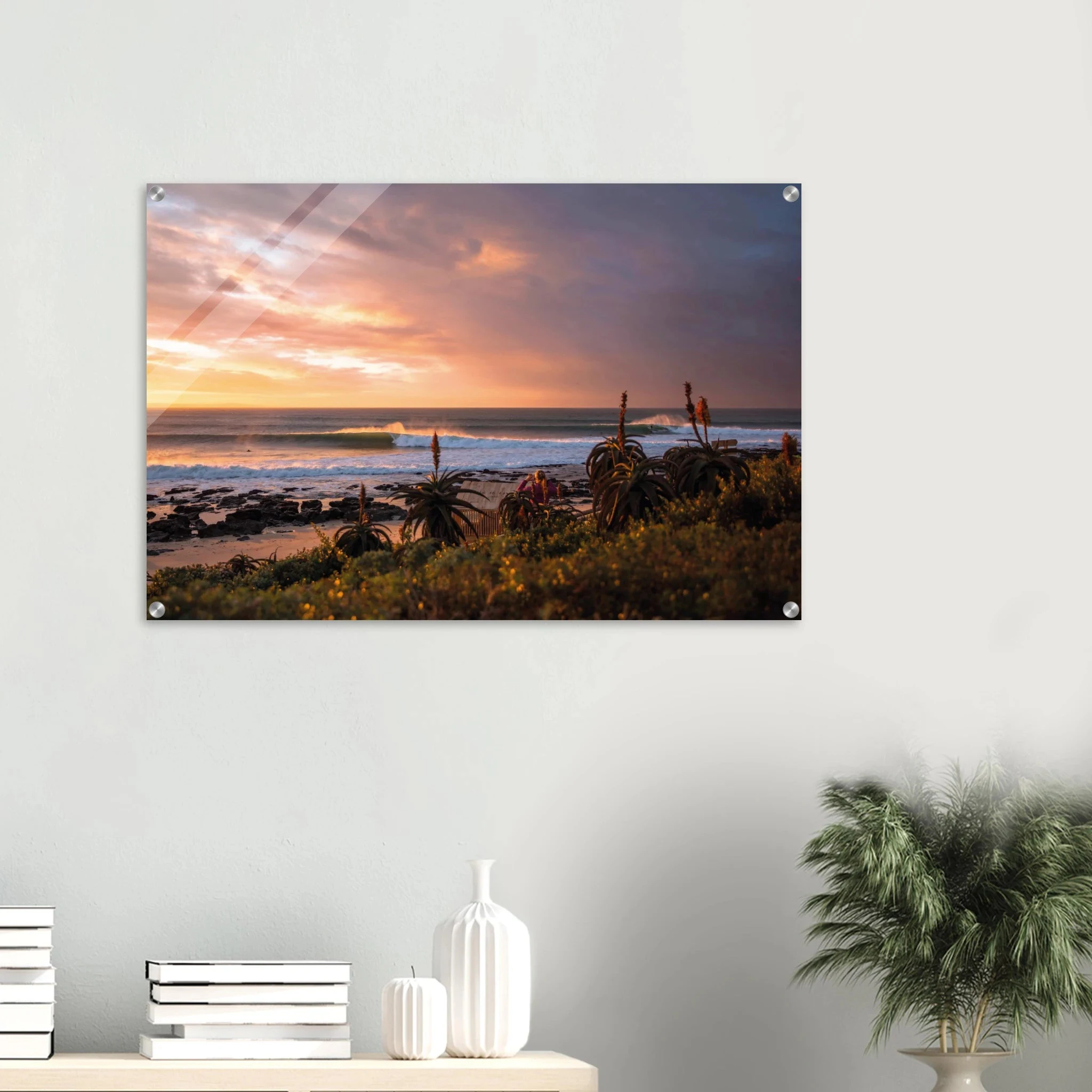 Jeffreys Bay, Südafrika – Supertubes-Pointbreak am Indischen Ozean, Austragungsort der WSL Corona Open J-Bay. Kunstdruck auf Acrylglas.