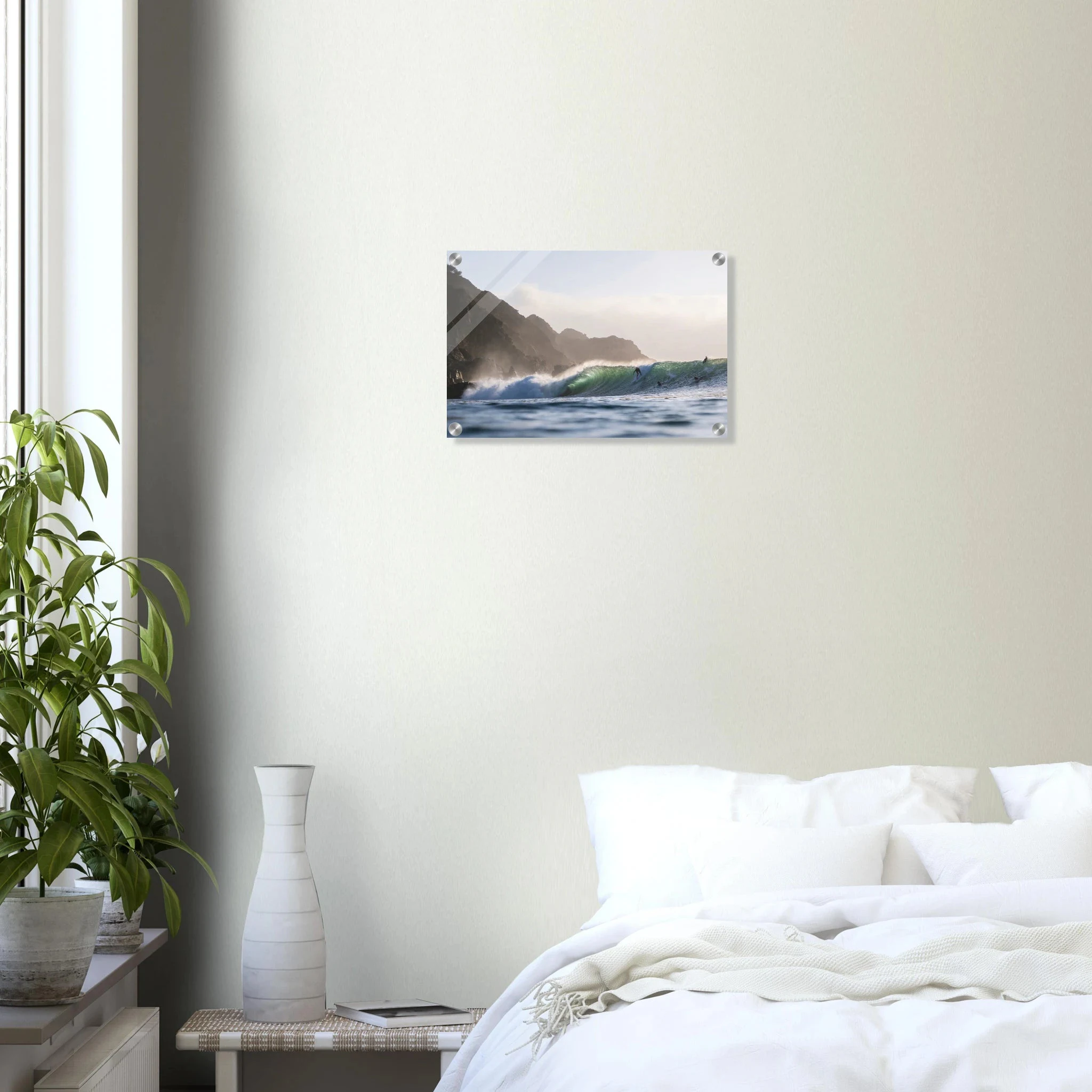 Punta de Lobos, Chile – Linker Pointbreak bei Pichilemu mit charakteristischen Felsnadeln Los Morros. Kunstdruck auf Acrylglas.
