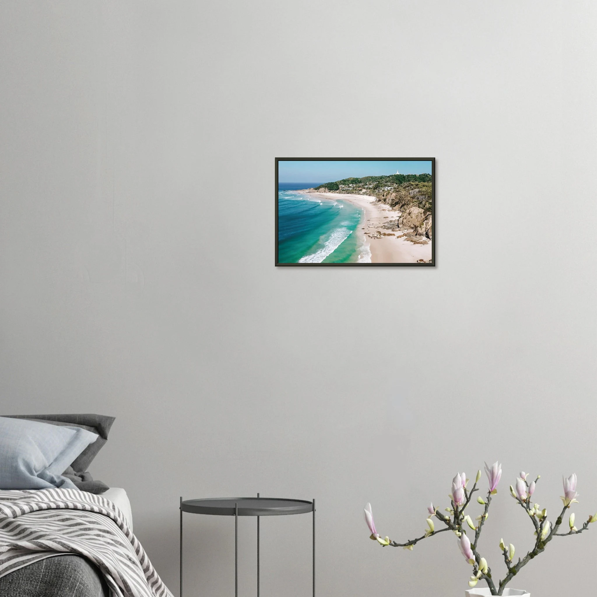 Byron Bay, Australien – Östlichster Punkt Australiens mit langen Pointbreaks und entspanntem Longboard-Flair. Poster im Metallrahmen.