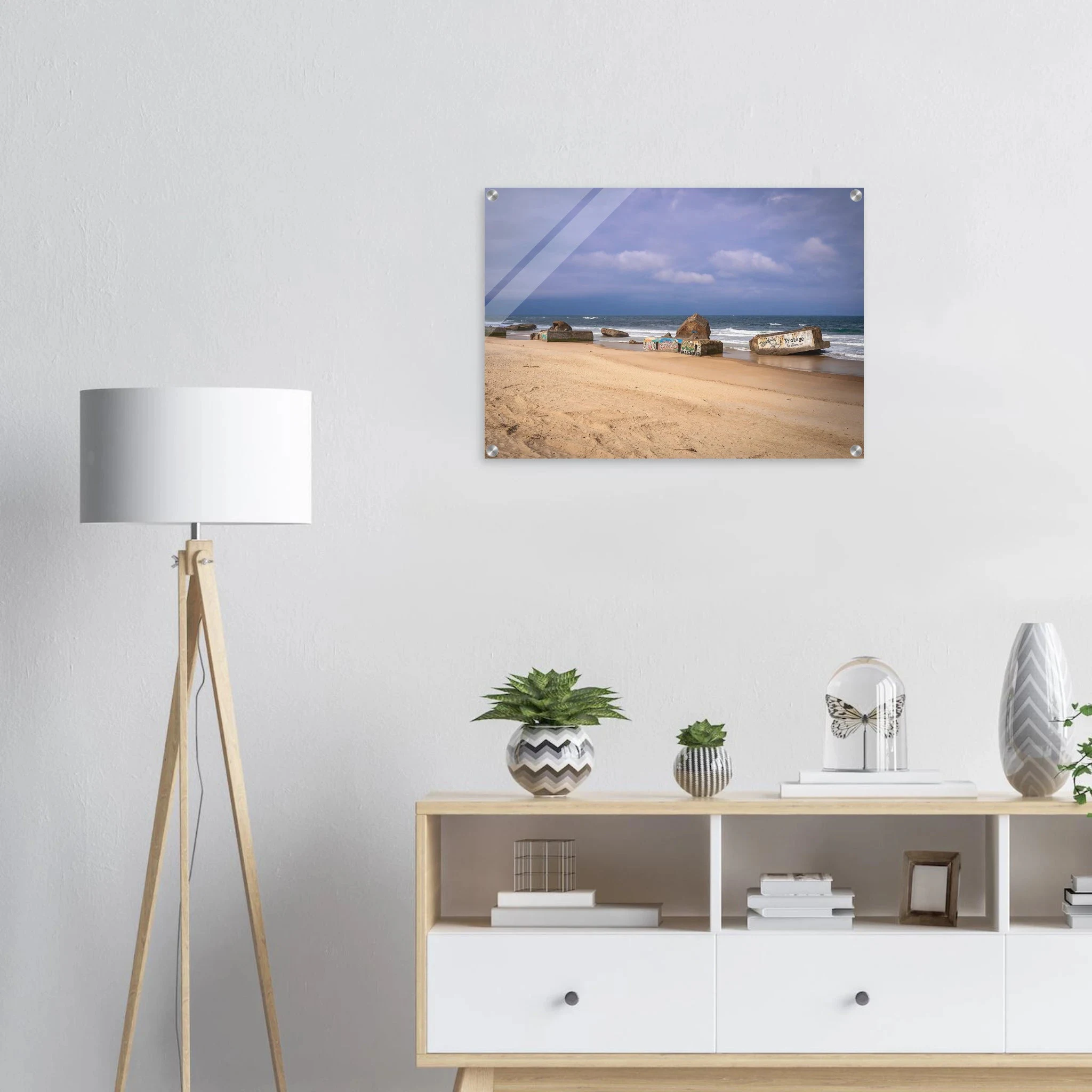Capbreton, Frankreich – Hafenstadt an der französischen Atlantikküste mit Gouf-Canyon vor der Küste und kräftigen Beachbreaks. Kunstdruck auf Acrylglas.