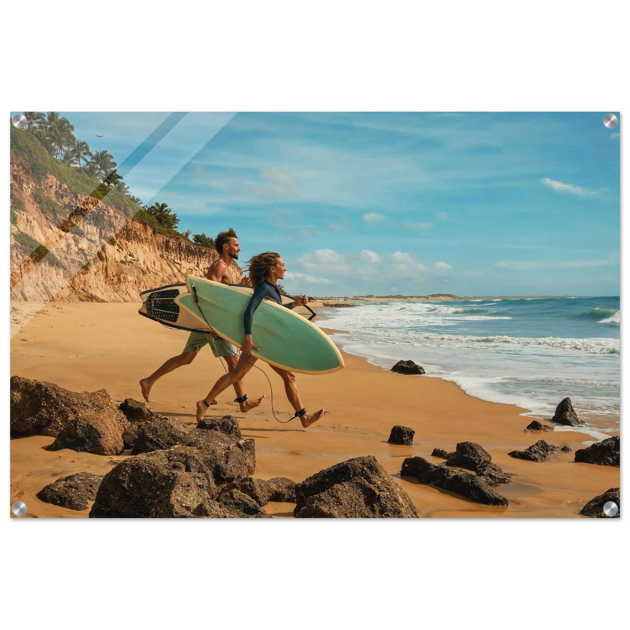 Florianópolis, Brasilien – Insel in Santa Catarina mit über 40 Stränden und Heimspot brasilianischer Pro-Surfer. Kunstdruck auf Acrylglas.