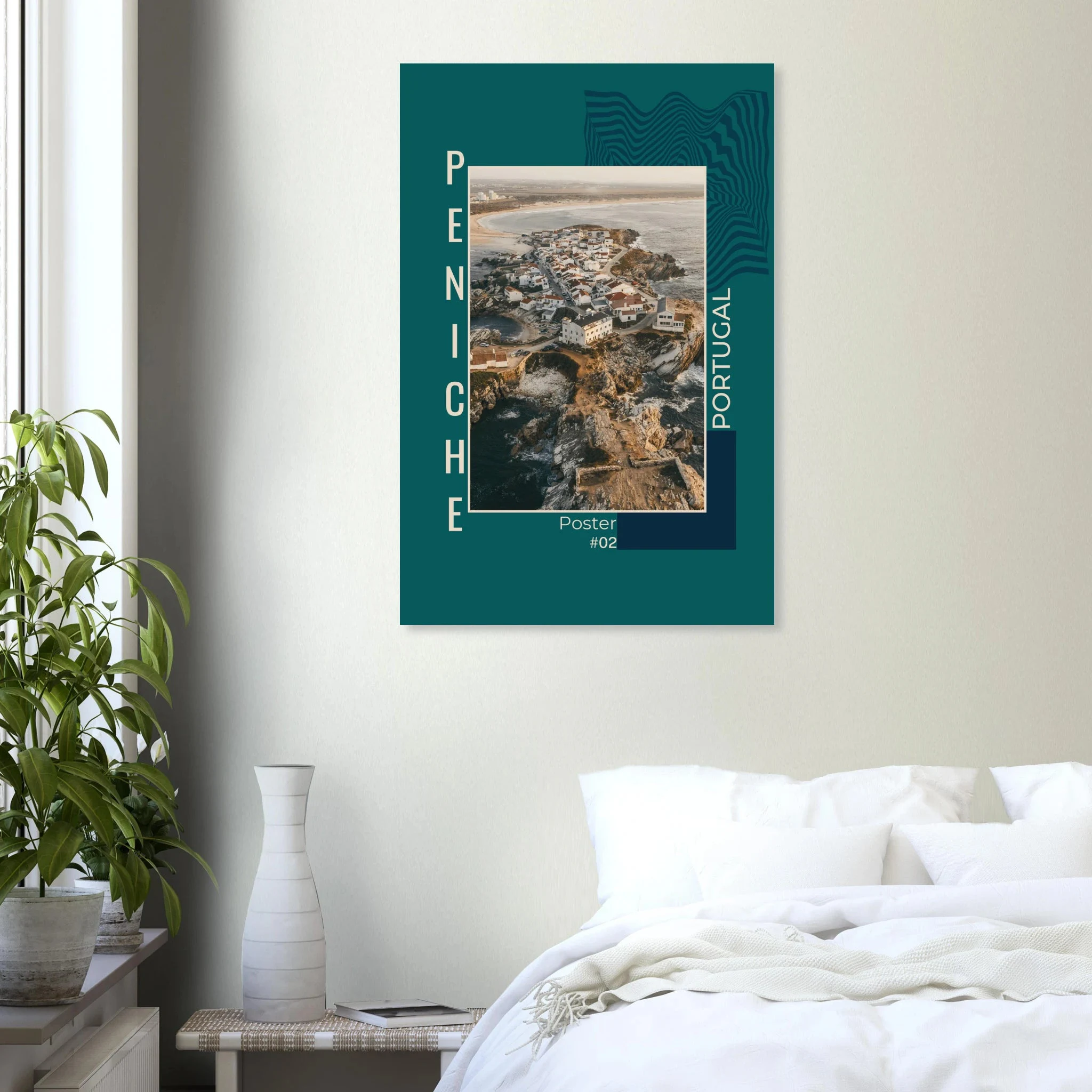 Peniche, Portugal – Halbinsel mit Supertubos-Beachbreak, Austragungsort der WSL Meo Rip Curl Pro Portugal. Kunstdruck auf Alu-Dibond.