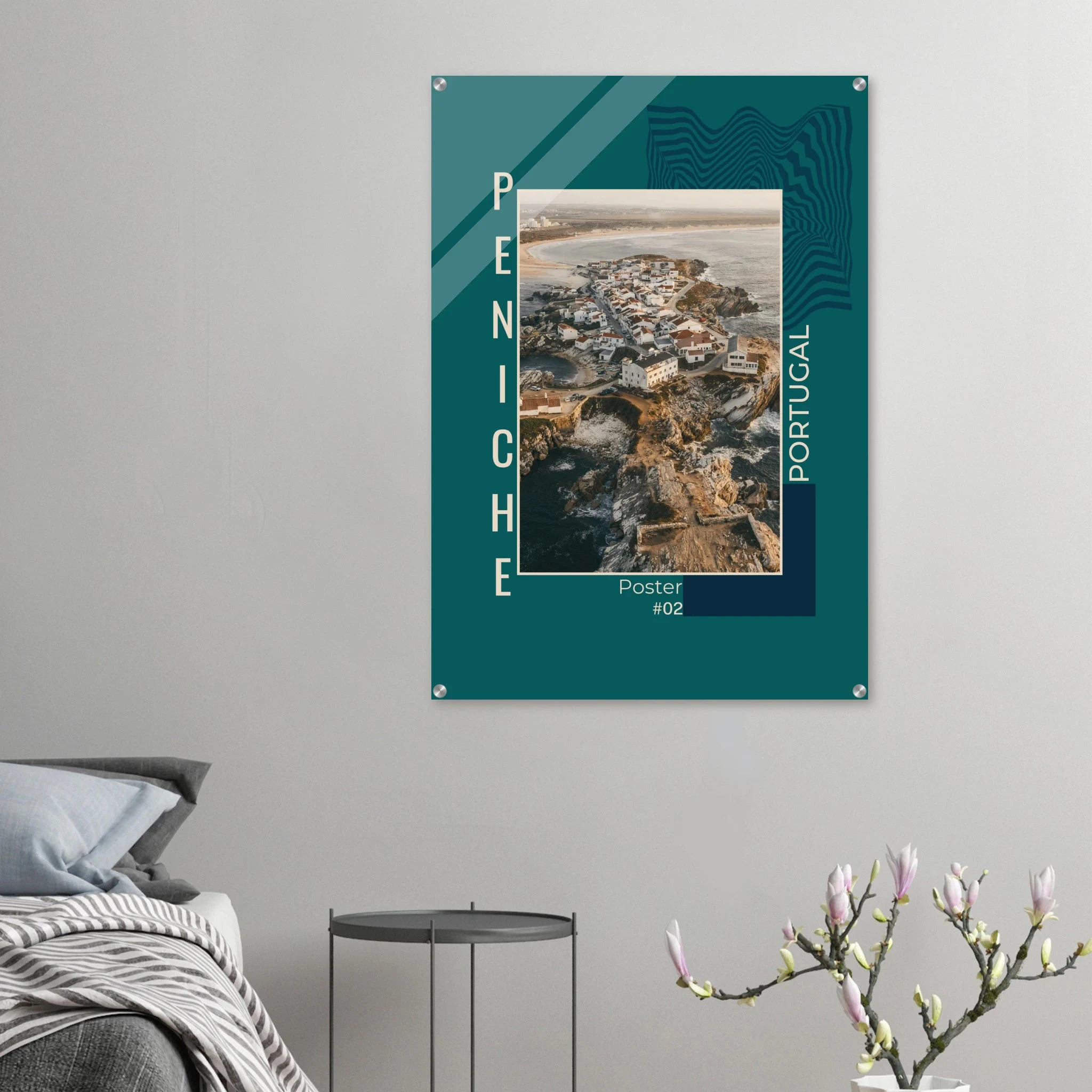 Peniche, Portugal – Halbinsel mit Supertubos-Beachbreak, Austragungsort der WSL Meo Rip Curl Pro Portugal. Kunstdruck auf Acrylglas.