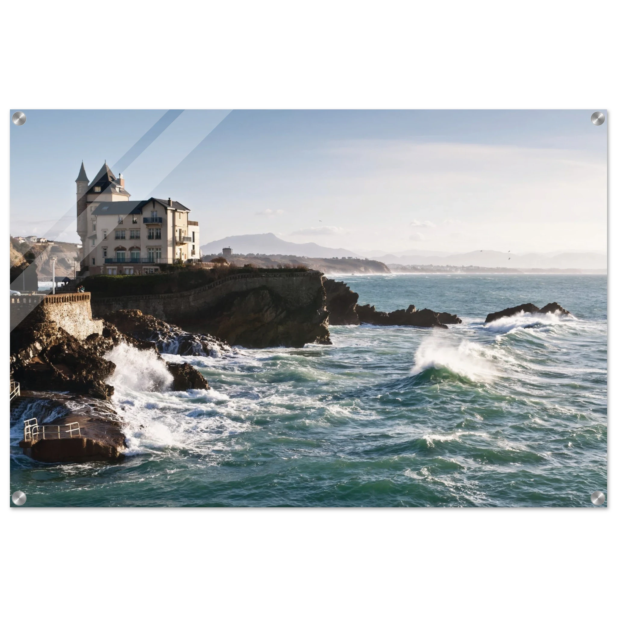 Biarritz, Frankreich – Mondäner Surfort am baskischen Atlantik, Wiege des europäischen Wellenreitens seit den 1950er-Jahren. Kunstdruck auf Acrylglas.