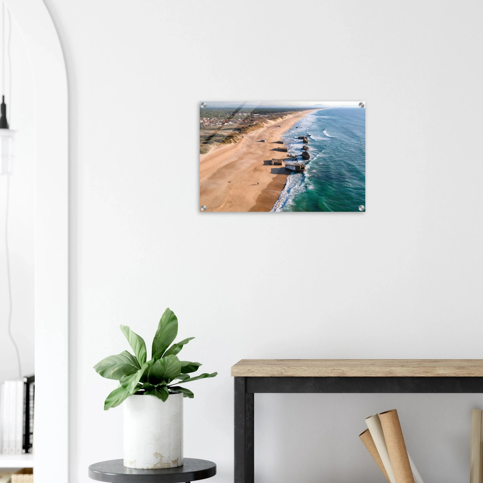 Capbreton, Frankreich – Hafenstadt an der französischen Atlantikküste mit Gouf-Canyon vor der Küste und kräftigen Beachbreaks. Kunstdruck auf Acrylglas.