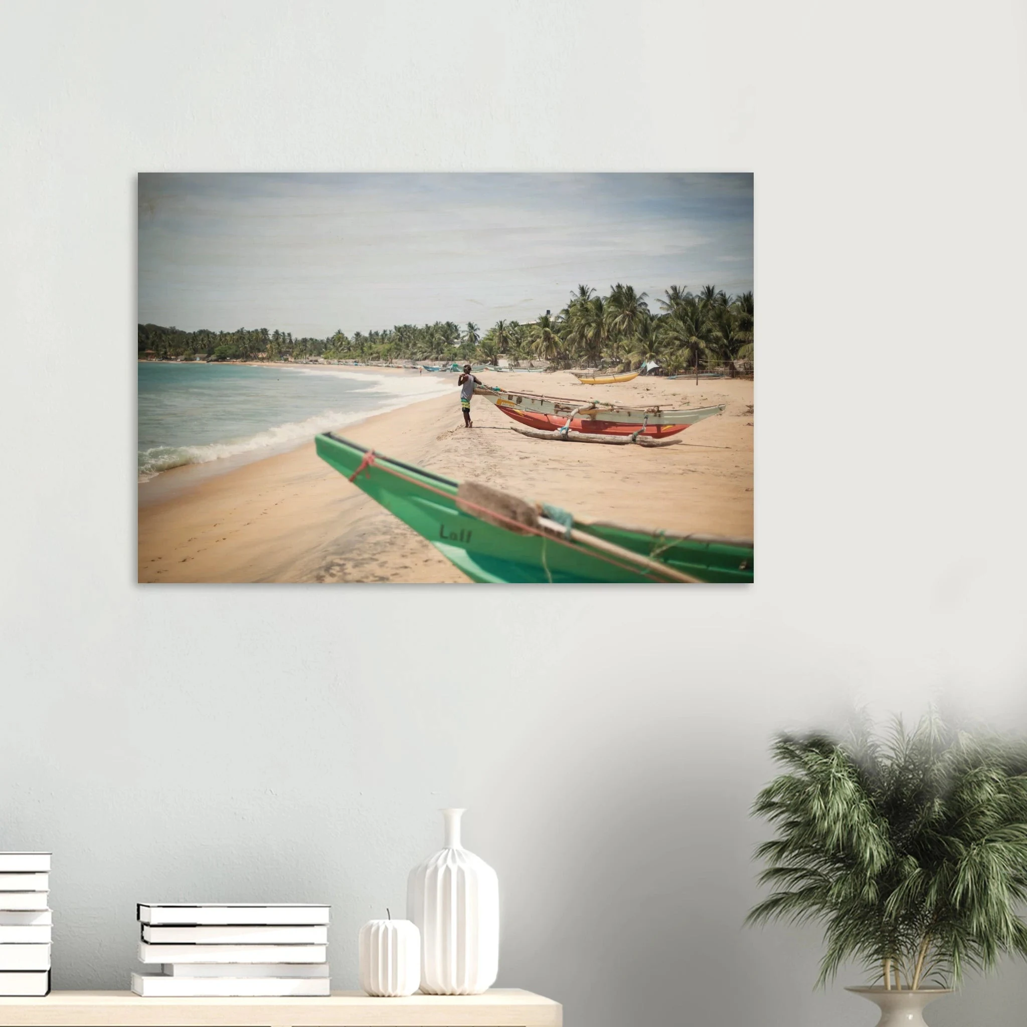 Arugam Bay, Sri Lanka – Rechter Pointbreak an der Ostküste Sri Lankas mit langer Saison von Mai bis September. Kunstdruck auf Holz.