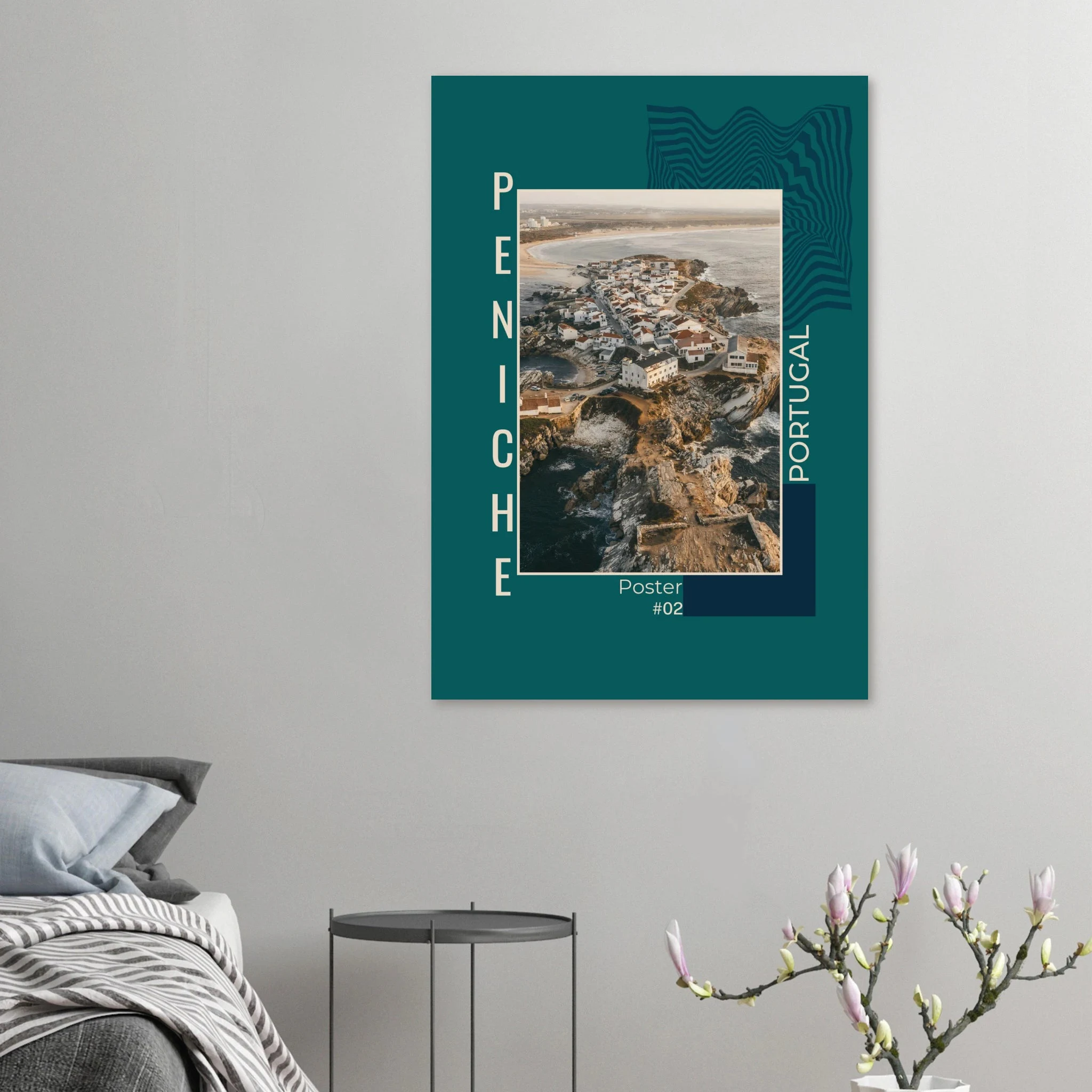 Peniche, Portugal – Halbinsel mit Supertubos-Beachbreak, Austragungsort der WSL Meo Rip Curl Pro Portugal. Kunstdruck auf Alu-Dibond.