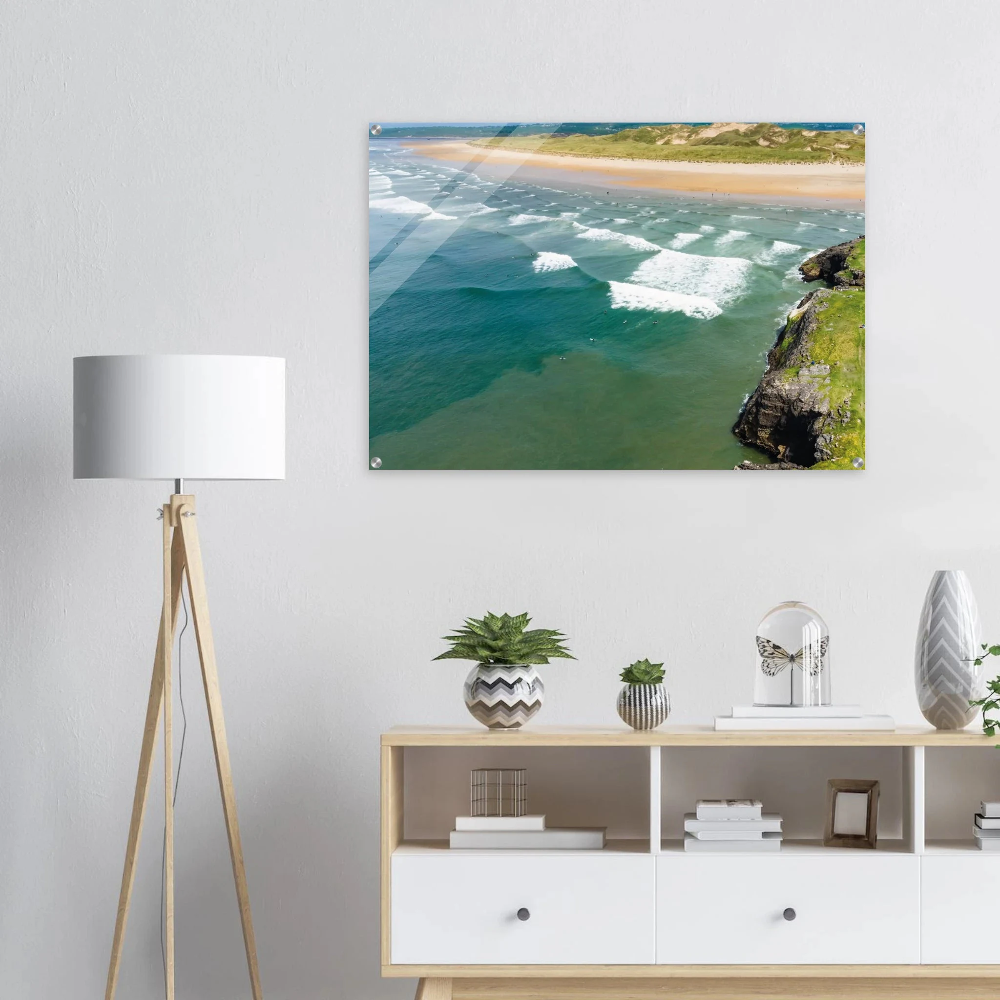 Bundoran, Irland – Atlantik-Surfspot in der Grafschaft Donegal mit Reefbreak The Peak und kaltem Wasser. Kunstdruck auf Acrylglas.