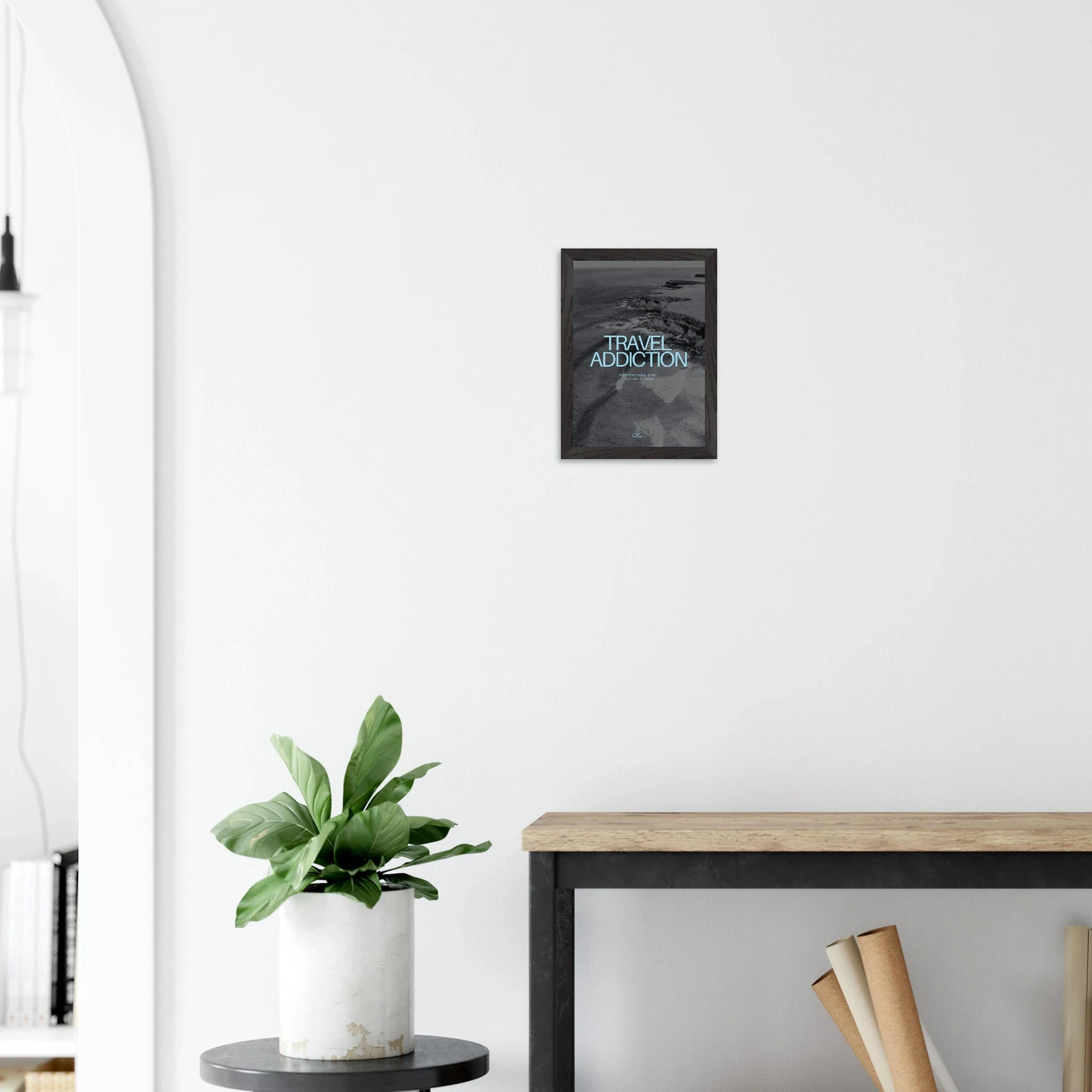 Fuerteventura, Spanien – Kanareninsel mit Vulkangestein-Reefbreaks im Norden und ganzjährig konstantem Atlantik-Swell. Poster im Galerie-Holzrahmen.