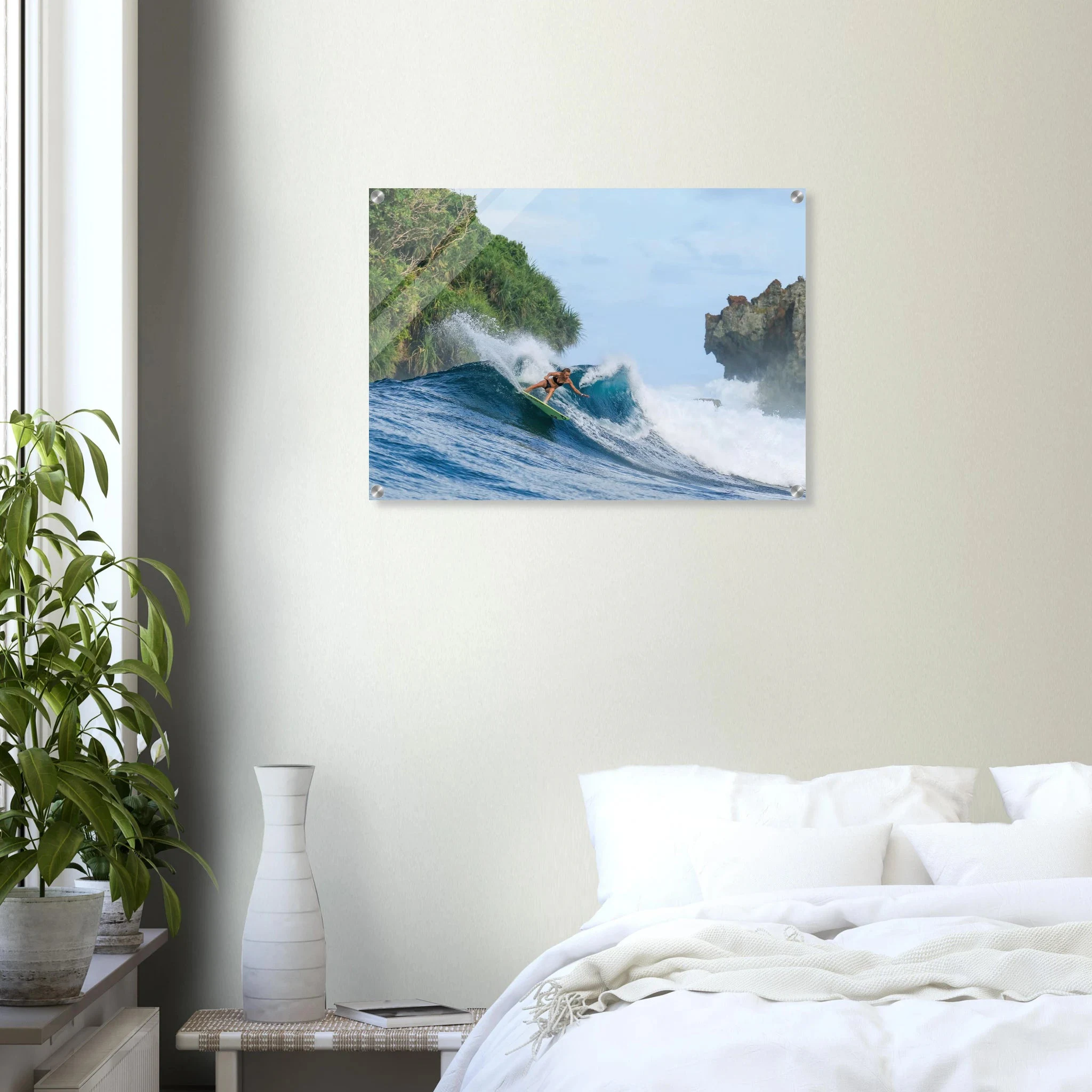Siargao, Philippinen – Tropische Insel mit rechtem Reefbreak Cloud 9, Austragungsort der Siargao Cup. Kunstdruck auf Acrylglas.