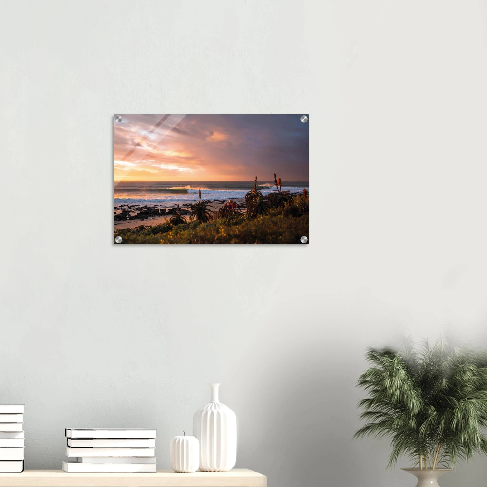 Jeffreys Bay, Südafrika – Supertubes-Pointbreak am Indischen Ozean, Austragungsort der WSL Corona Open J-Bay. Kunstdruck auf Acrylglas.