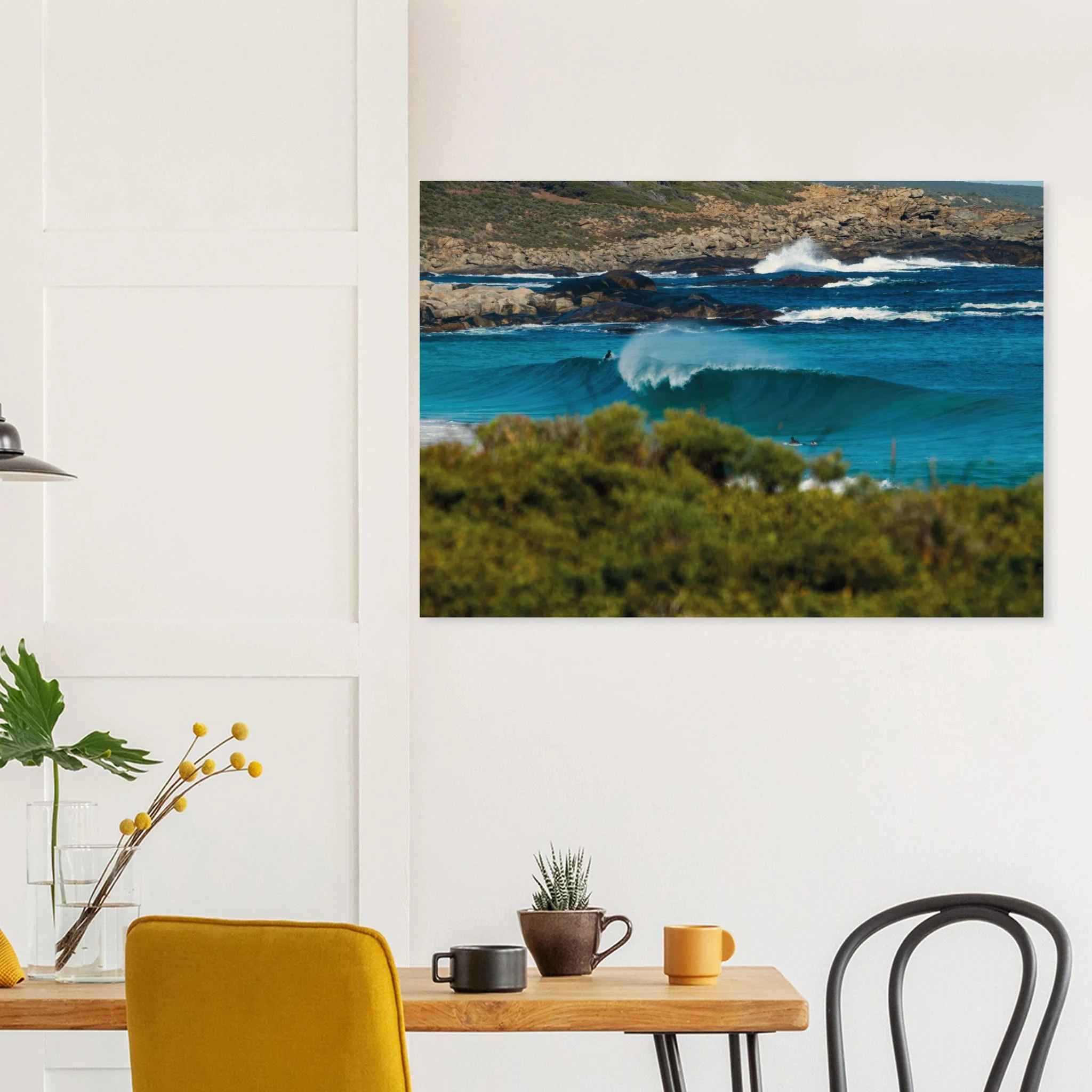 Margaret River, Australien – Westaustralische Region mit kräftigen Reefbreaks und mehreren Hai-relevanten Spots. Kunstdruck auf Holz.