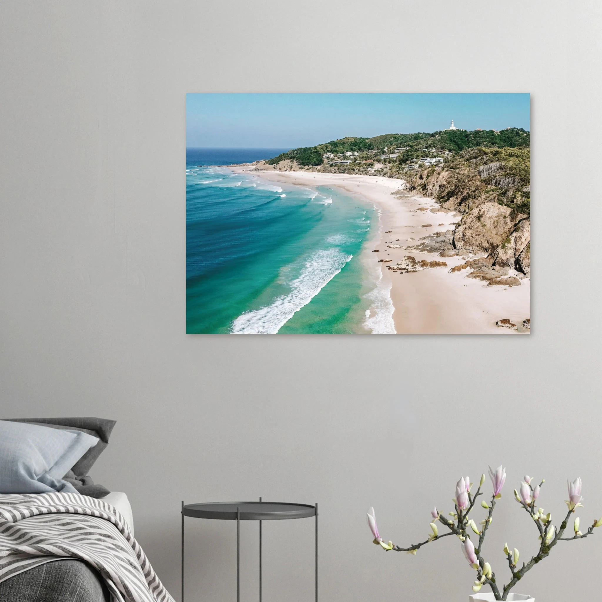 Byron Bay, Australien – Östlichster Punkt Australiens mit langen Pointbreaks und entspanntem Longboard-Flair. Kunstdruck auf Alu-Dibond.