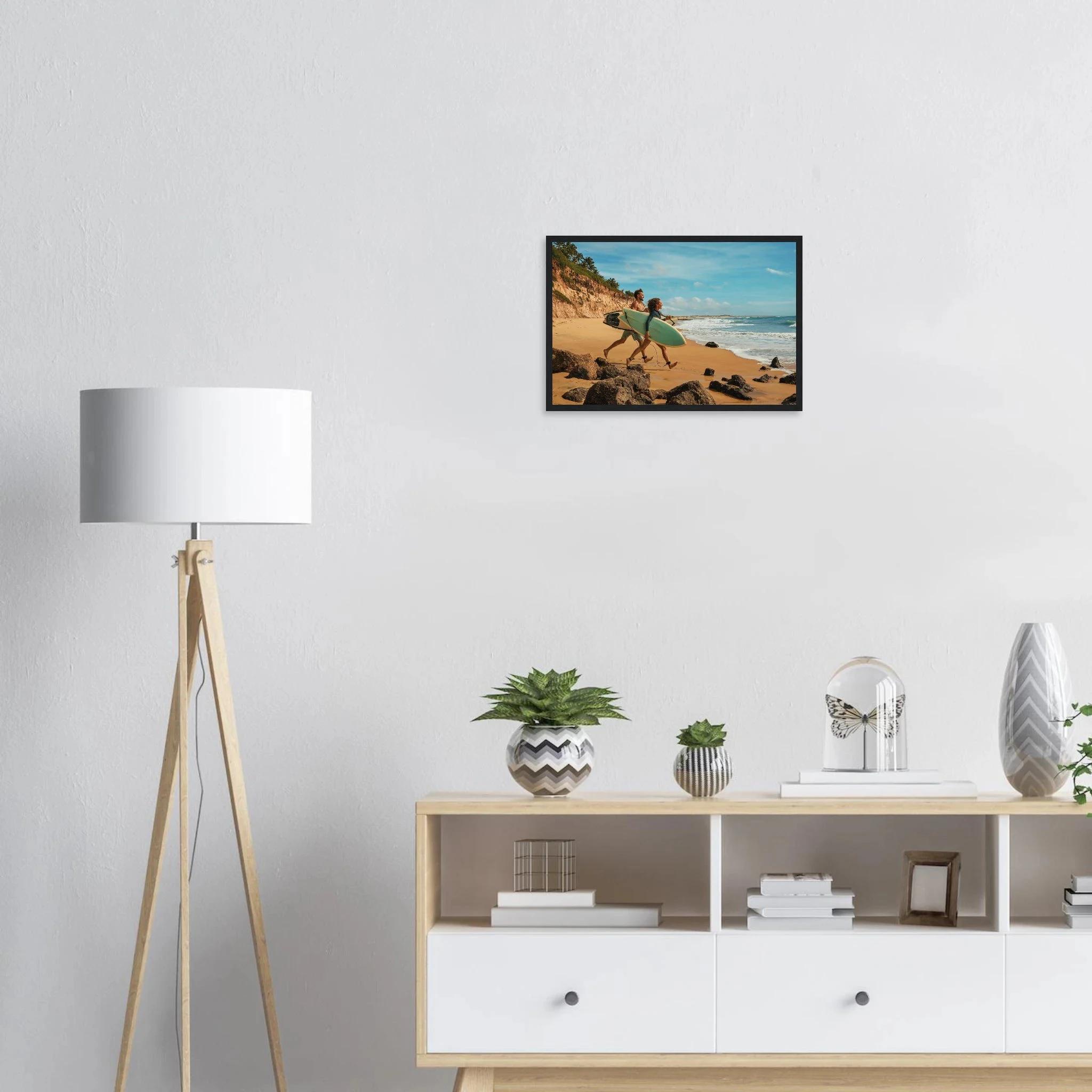 Florianópolis, Brasilien – Insel in Santa Catarina mit über 40 Stränden und Heimspot brasilianischer Pro-Surfer. Poster im Holzrahmen.