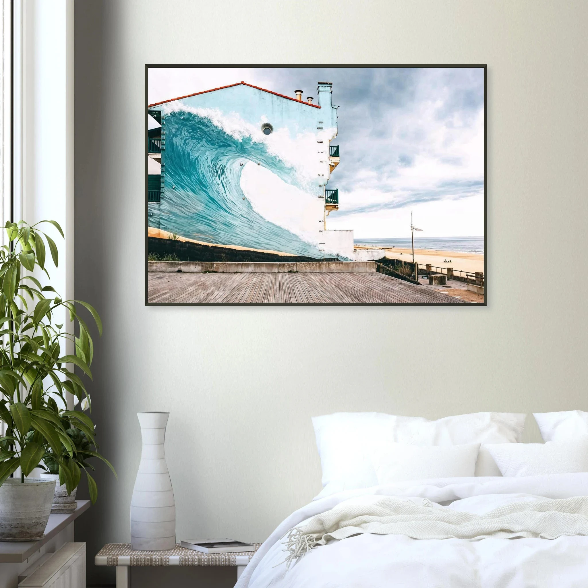 Hossegor, Frankreich – Beachbreak-Hotspot in den Landes, Austragungsort der WSL-Quiksilver-Pro-Wettkämpfe. Poster im Metallrahmen.