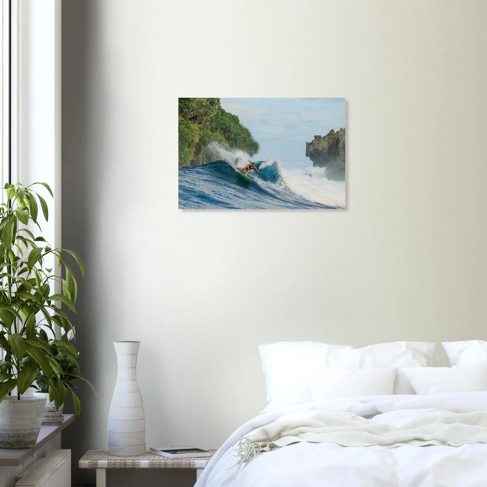 Siargao, Philippinen – Tropische Insel mit rechtem Reefbreak Cloud 9, Austragungsort der Siargao Cup. Kunstdruck auf Holz.