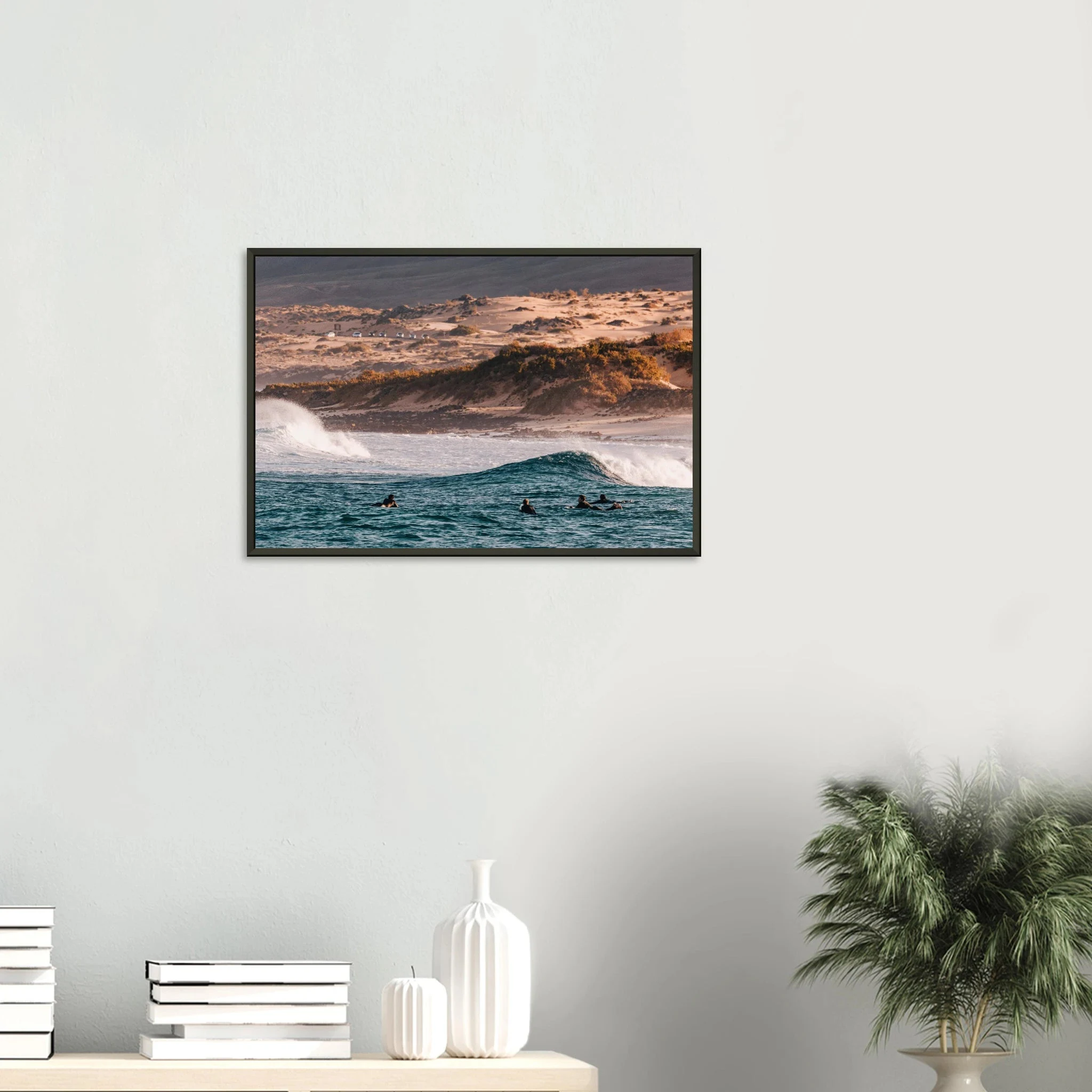 Fuerteventura, Spanien – Kanareninsel mit Vulkangestein-Reefbreaks im Norden und ganzjährig konstantem Atlantik-Swell. Poster im Metallrahmen.