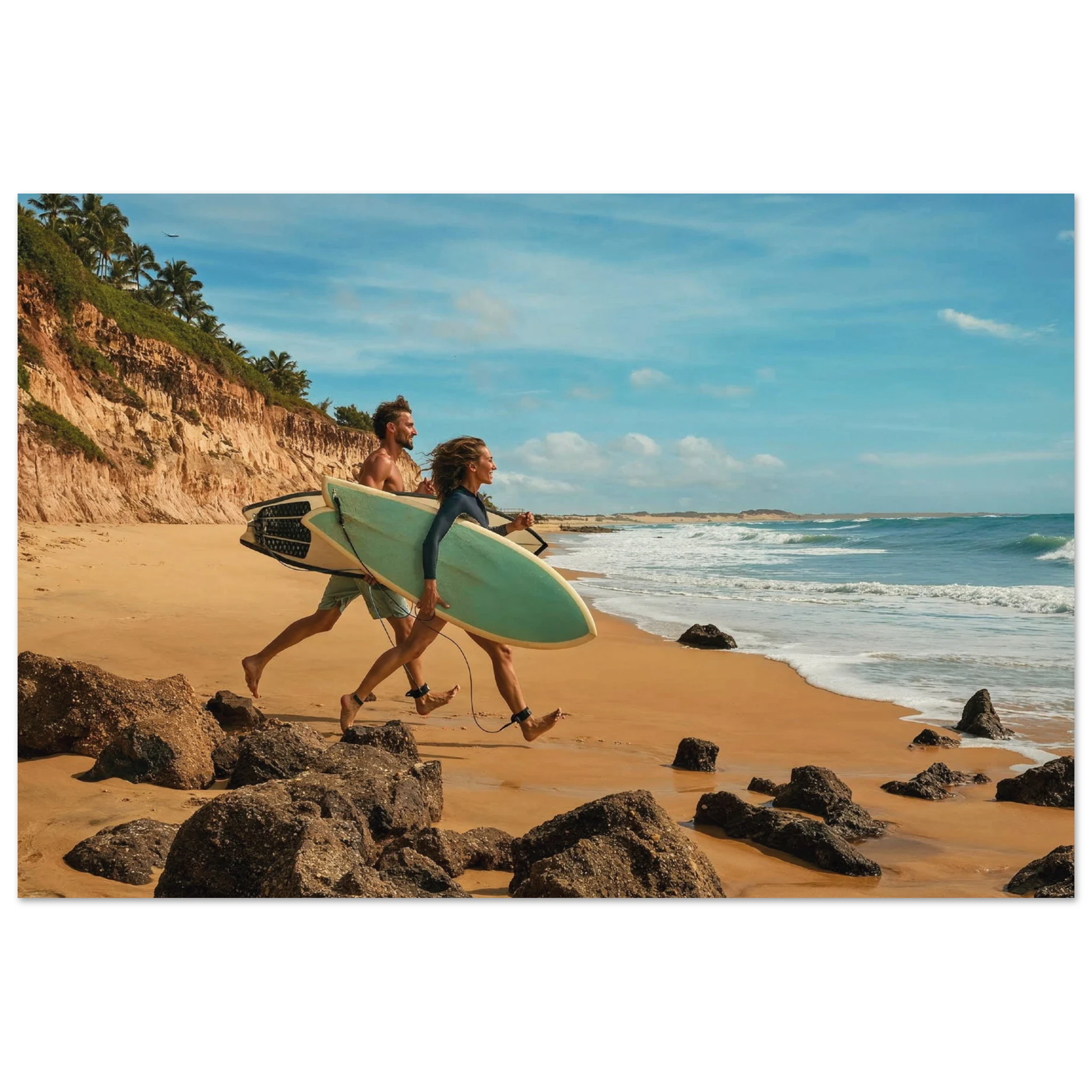 Florianópolis, Brasilien – Insel in Santa Catarina mit über 40 Stränden und Heimspot brasilianischer Pro-Surfer. Kunstdruck auf Alu-Dibond.