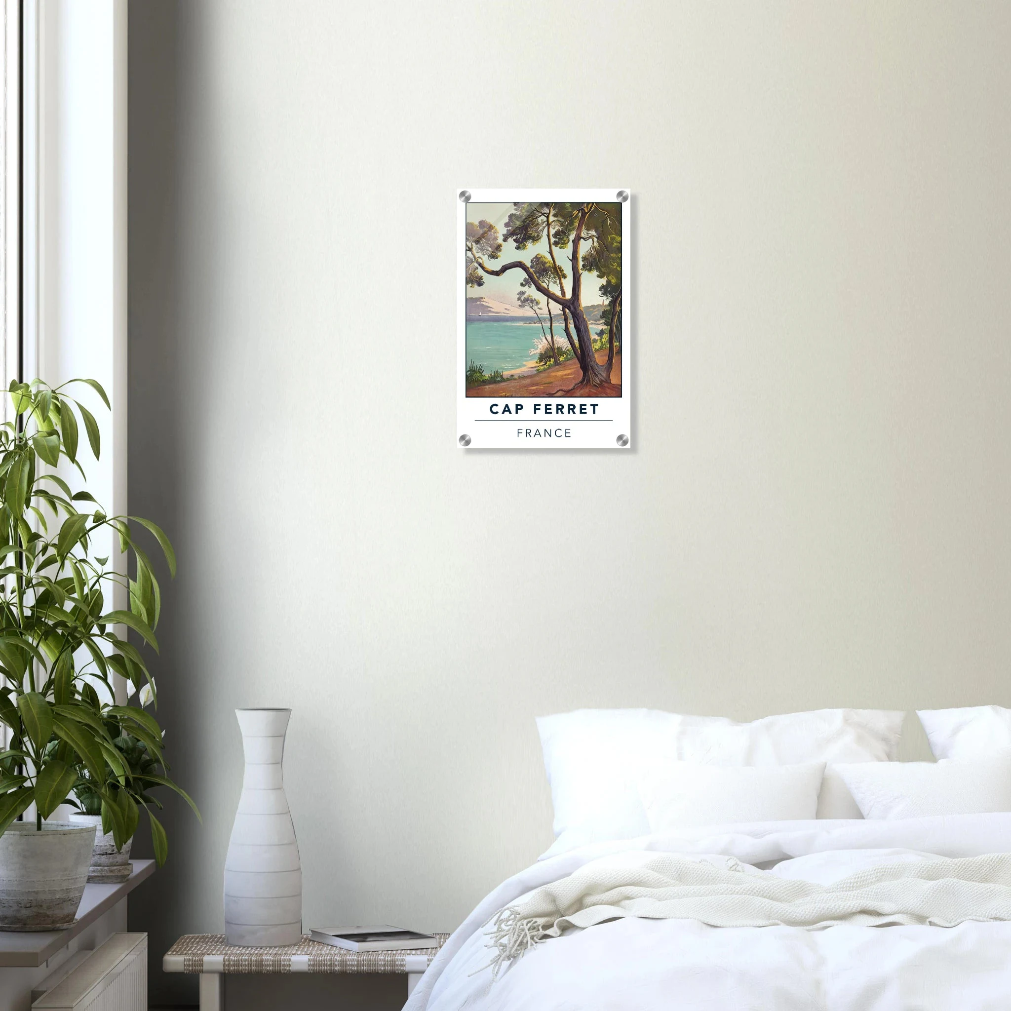 Cap Ferret, Frankreich – Atlantik-Halbinsel südwestlich von Bordeaux mit langen Beachbreaks und Dünenlandschaft. Kunstdruck auf Acrylglas.