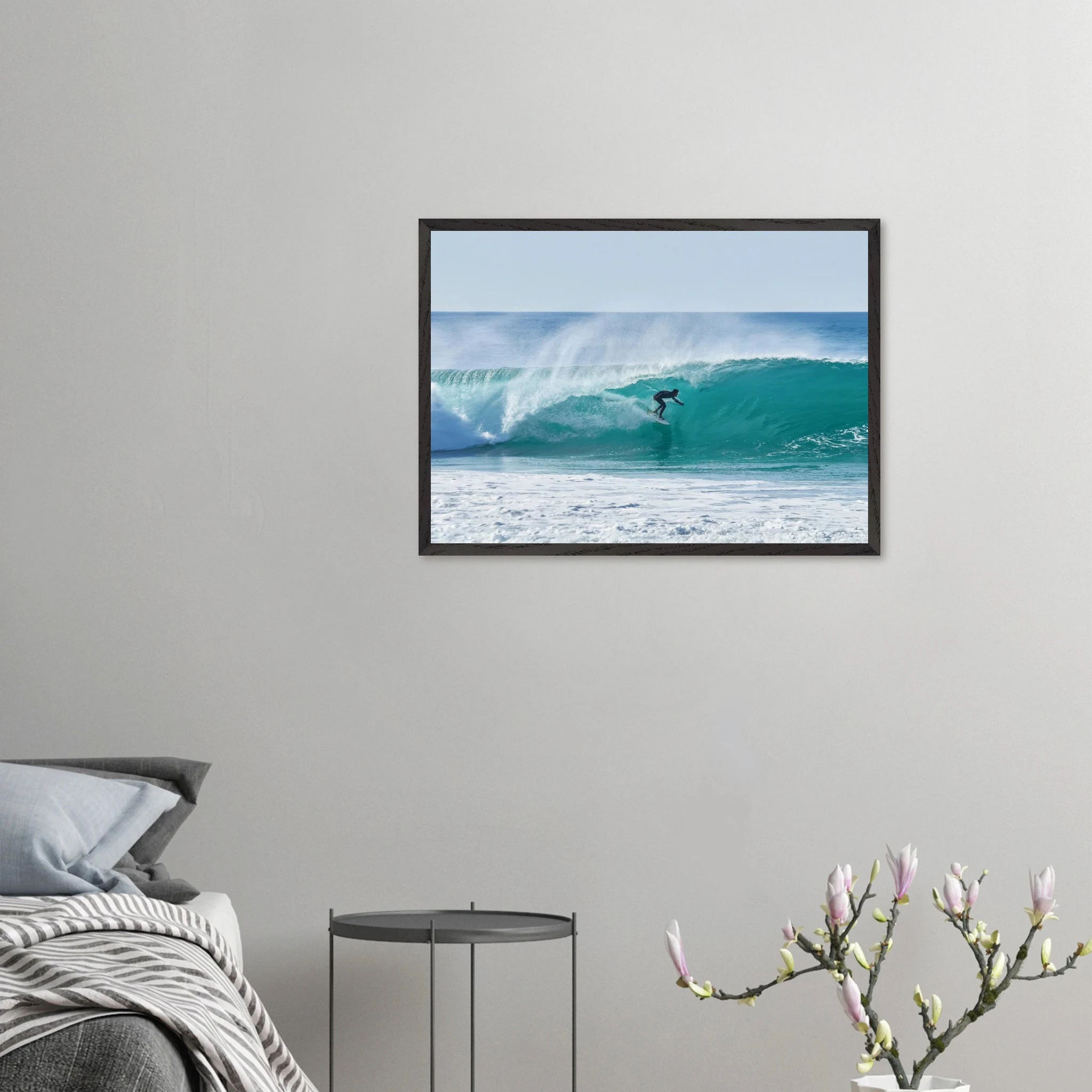 Siargao, Philippinen – Tropische Insel mit rechtem Reefbreak Cloud 9, Austragungsort der Siargao Cup. Poster im Galerie-Holzrahmen.