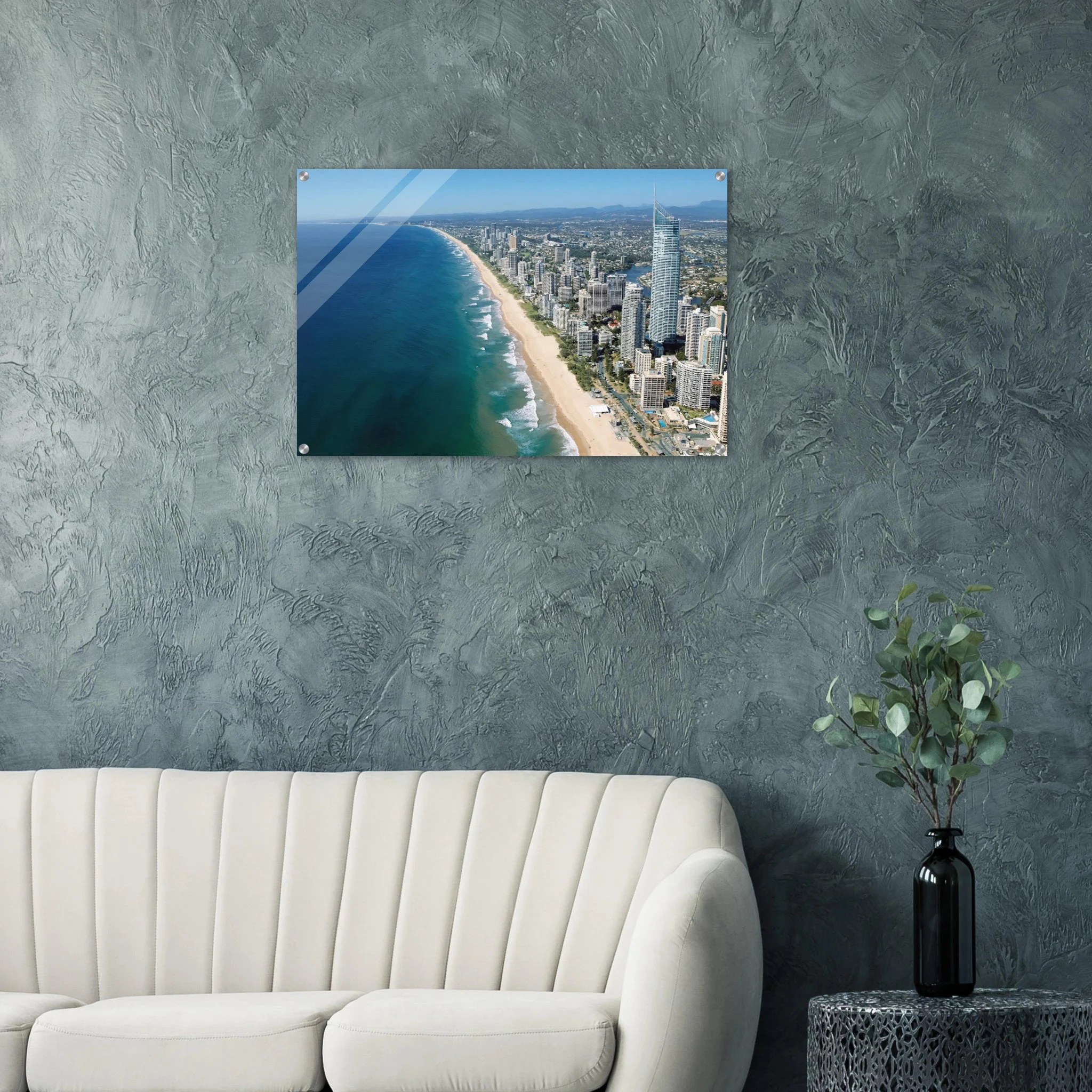 Gold Coast, Australien – Queensland-Küste mit Superbank Pointbreaks wie Snapper Rocks und Kirra. Kunstdruck auf Acrylglas.