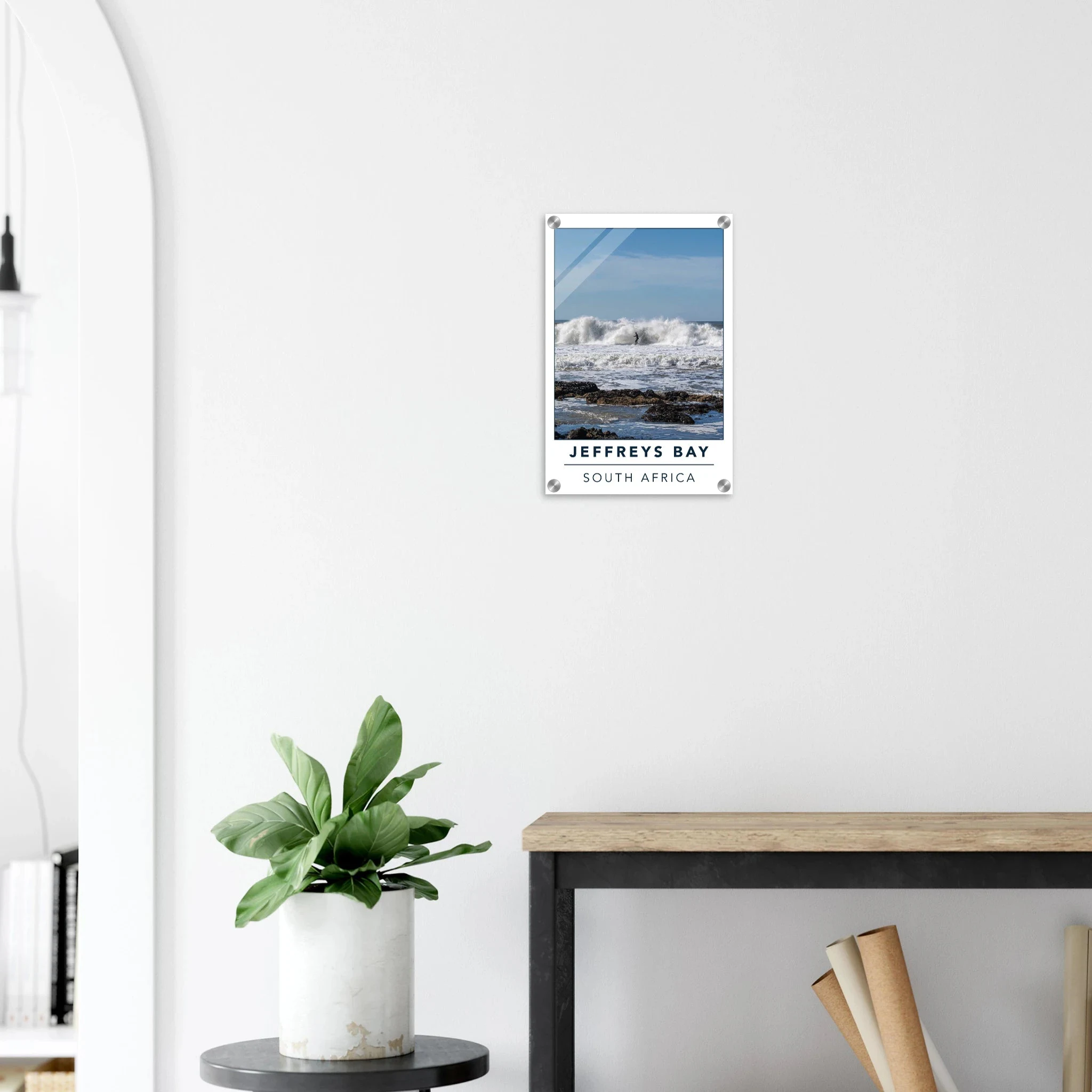 Jeffreys Bay, Südafrika – Supertubes-Pointbreak am Indischen Ozean, Austragungsort der WSL Corona Open J-Bay. Kunstdruck auf Acrylglas.