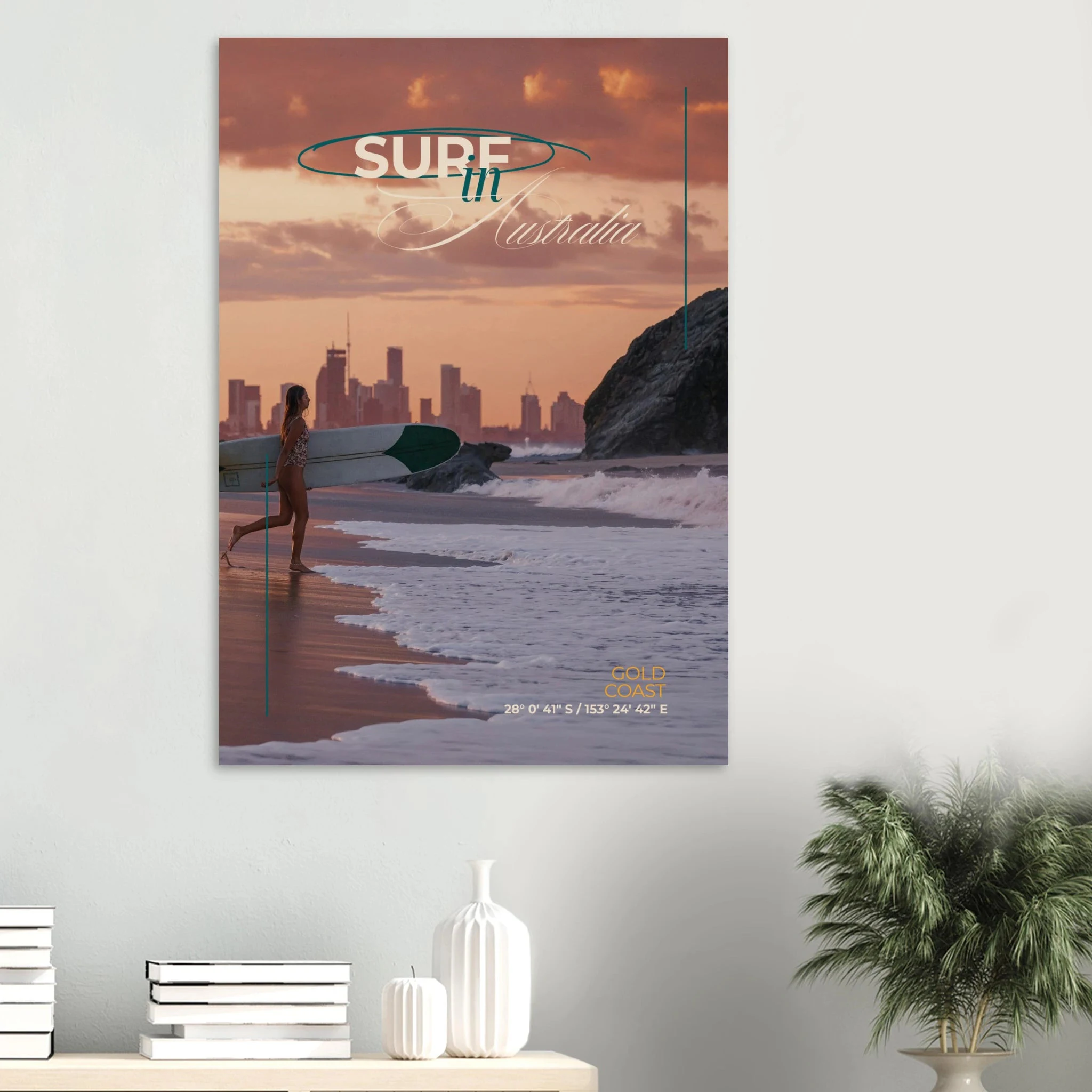 Gold Coast, Australien – Queensland-Küste mit Superbank Pointbreaks wie Snapper Rocks und Kirra. Poster.