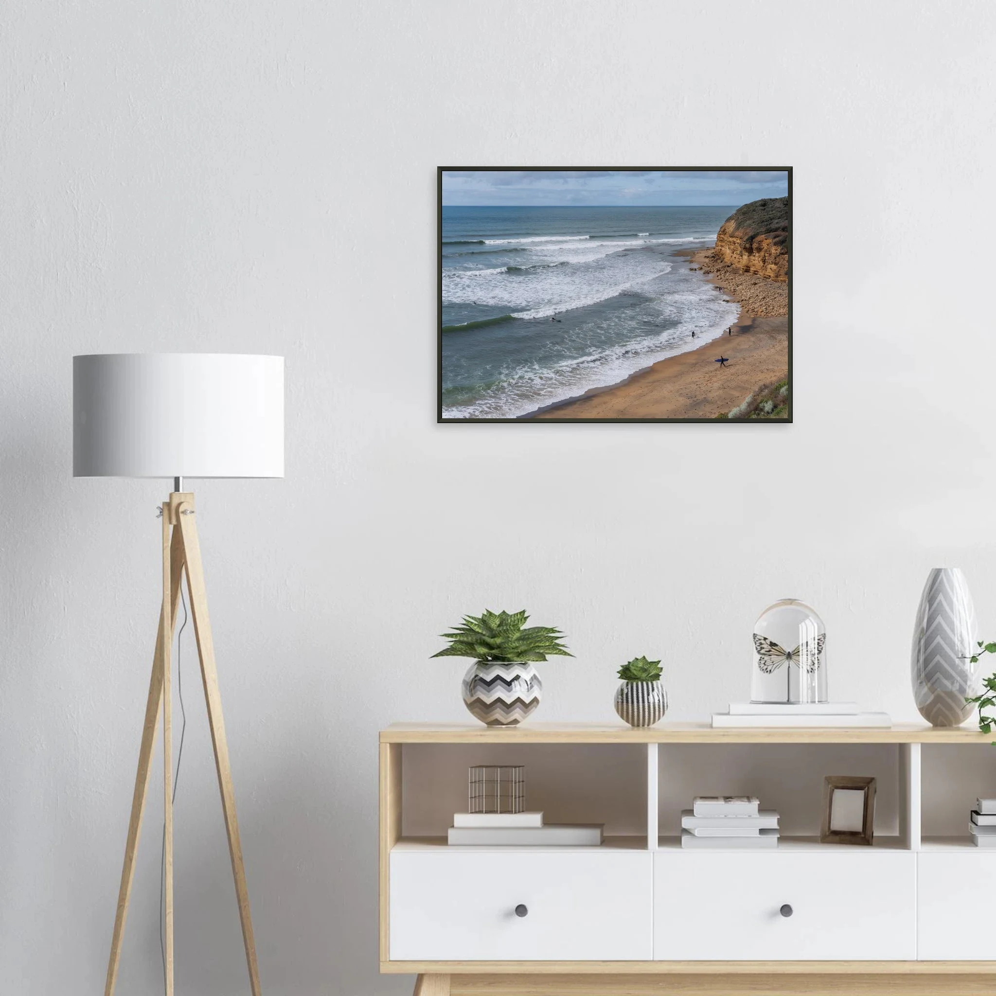 Torquay, Australien – Heimat der Bells Beach und Sitz der Surfmarken Rip Curl und Quiksilver in Victoria. Poster im Metallrahmen.