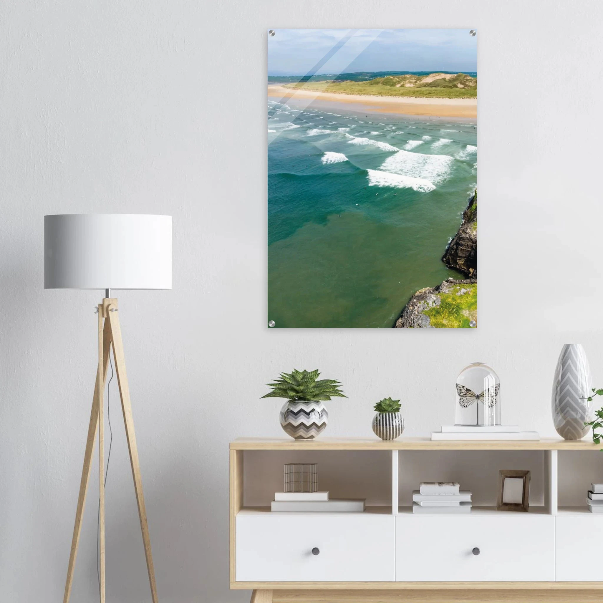 Bundoran, Irland – Atlantik-Surfspot in der Grafschaft Donegal mit Reefbreak The Peak und kaltem Wasser. Kunstdruck auf Acrylglas.