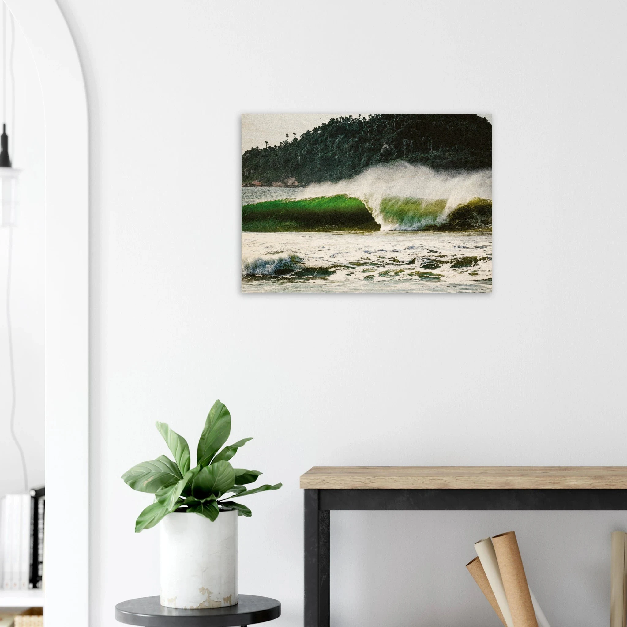 Florianópolis, Brasilien – Insel in Santa Catarina mit über 40 Stränden und Heimspot brasilianischer Pro-Surfer. Kunstdruck auf Holz.
