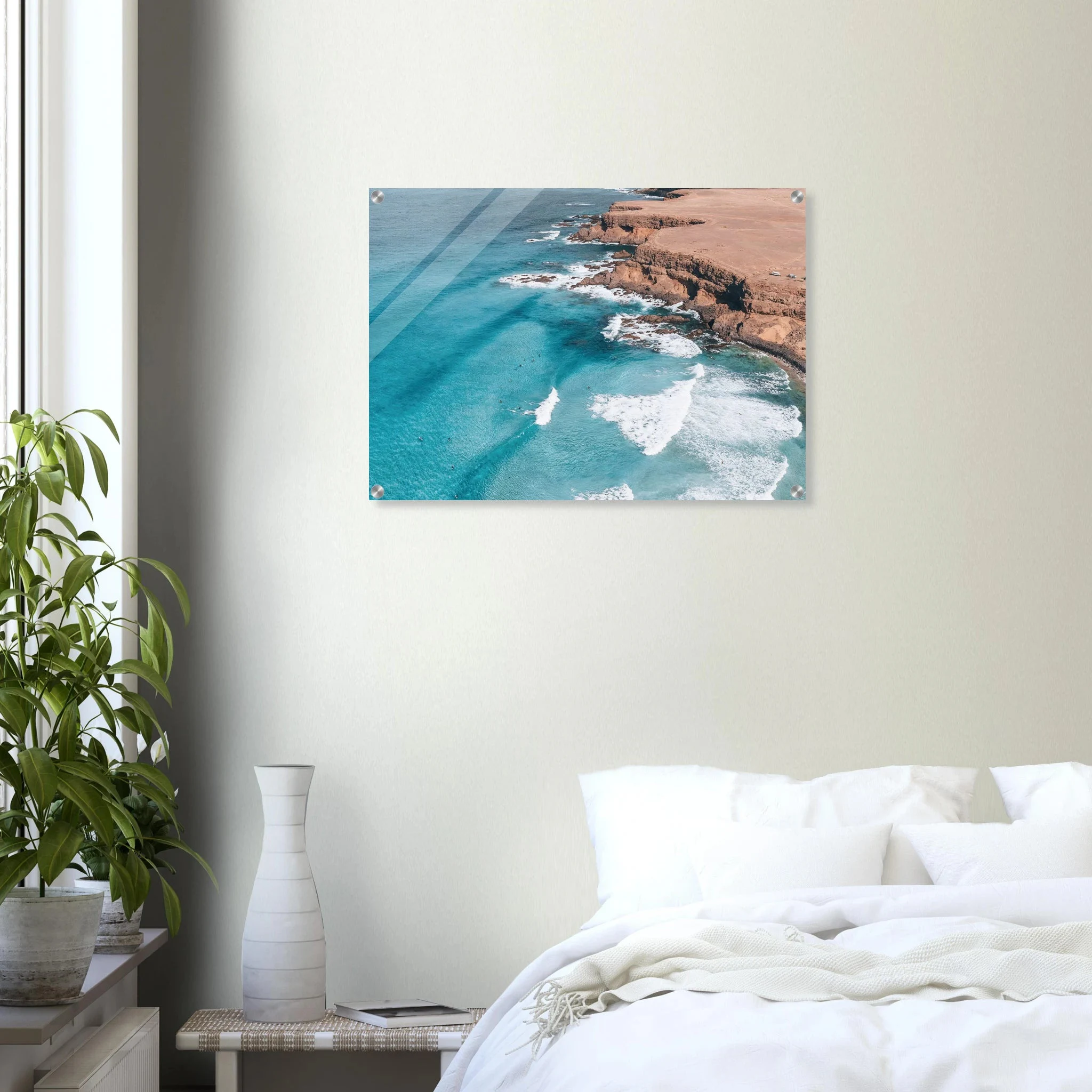 Fuerteventura, Spanien – Kanareninsel mit Vulkangestein-Reefbreaks im Norden und ganzjährig konstantem Atlantik-Swell. Kunstdruck auf Acrylglas.