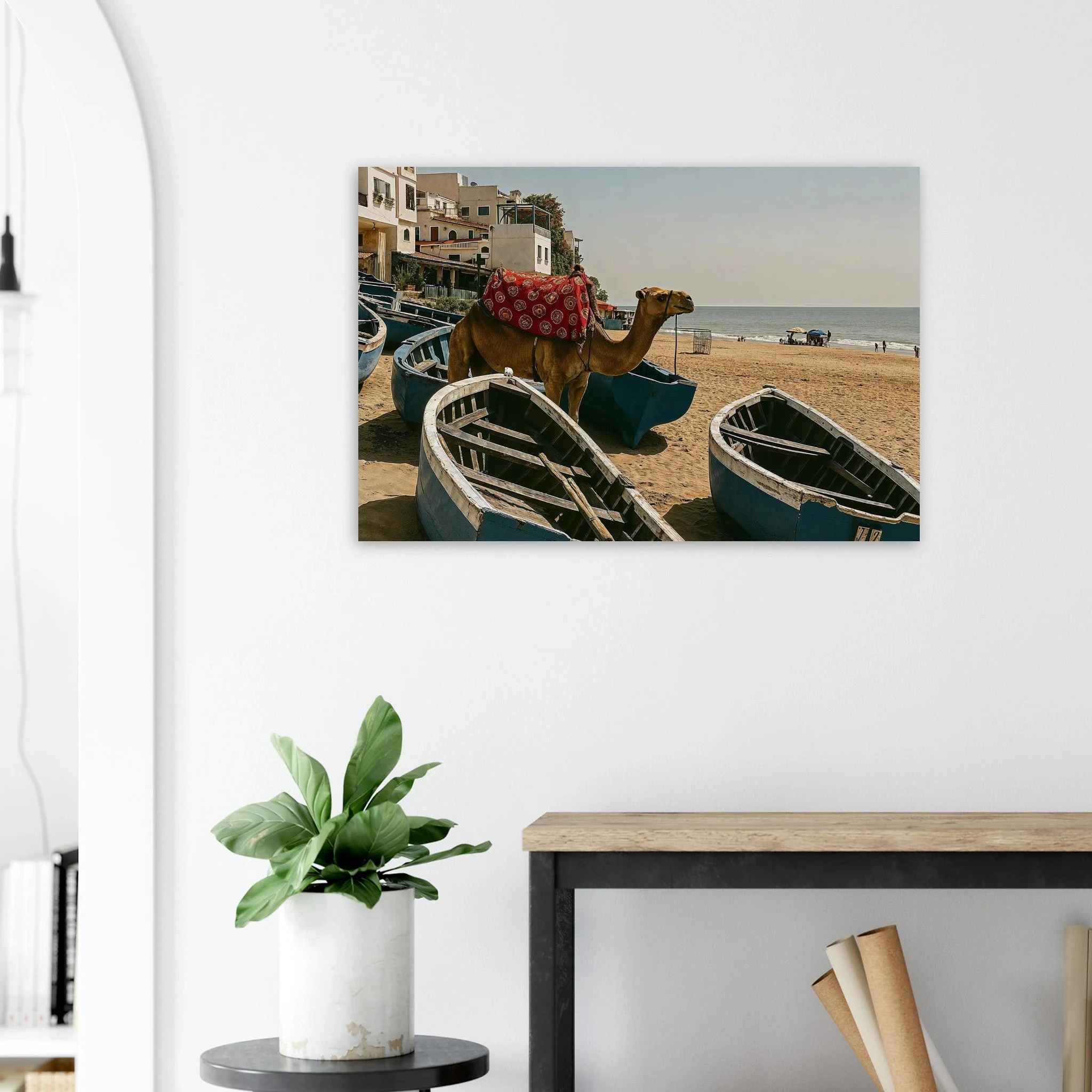 Taghazout, Marokko – Marokkanisches Surferdorf nördlich von Agadir mit Pointbreaks wie Anchor Point und Killer Point. Kunstdruck auf Alu-Dibond.