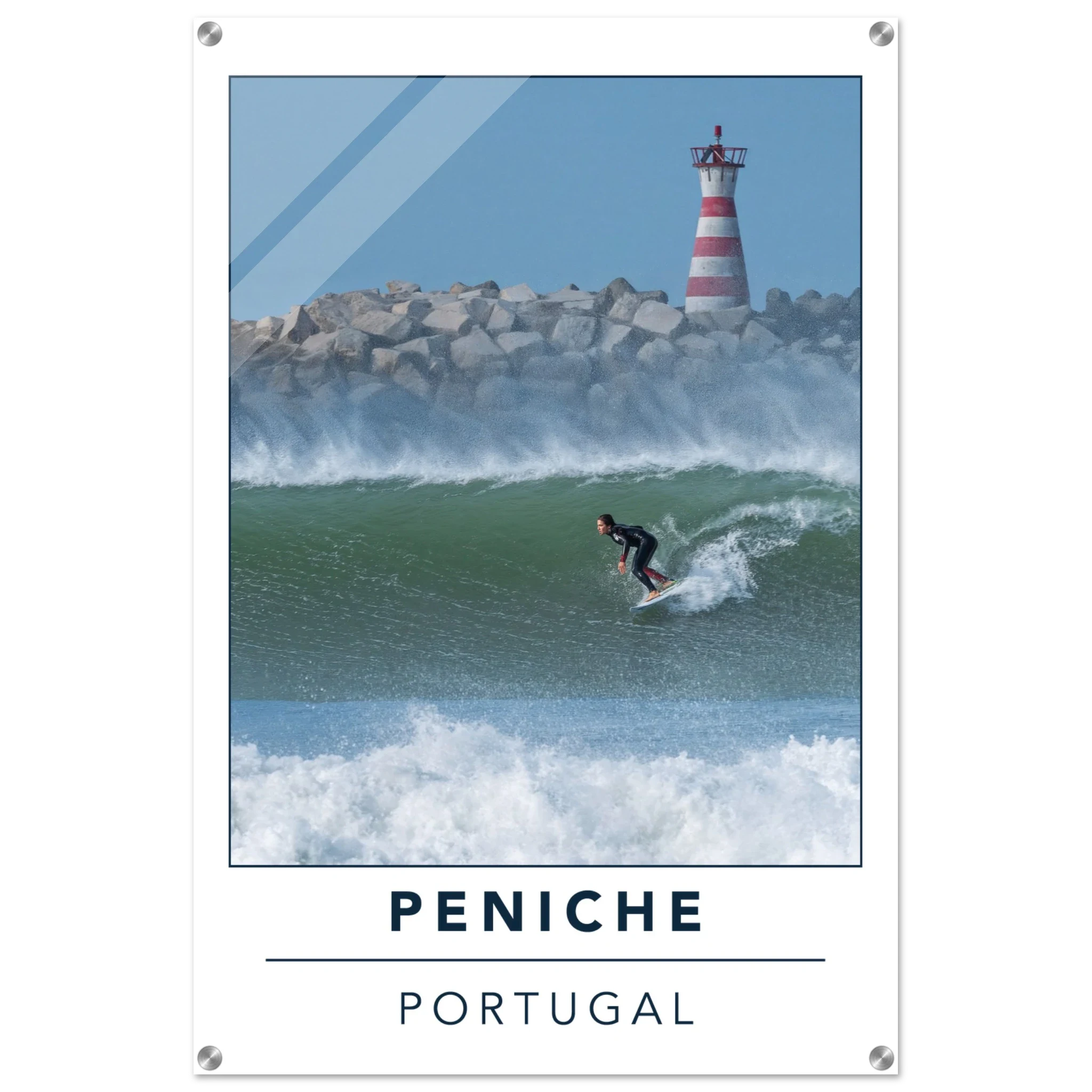 Peniche, Portugal – Halbinsel mit Supertubos-Beachbreak, Austragungsort der WSL Meo Rip Curl Pro Portugal. Kunstdruck auf Acrylglas.
